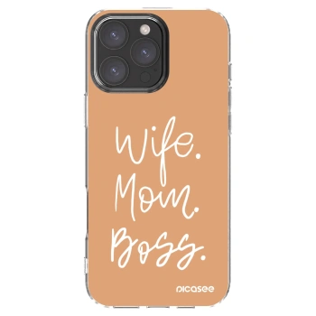 Picasee silikónový prehľadný obal pre Apple iPhone 16 Pro Max - Boss Mama