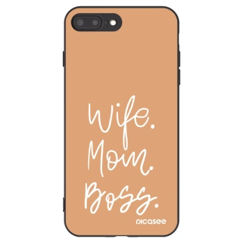 Picasee silikónový čierny obal pre Apple iPhone 8 Plus - Boss Mama