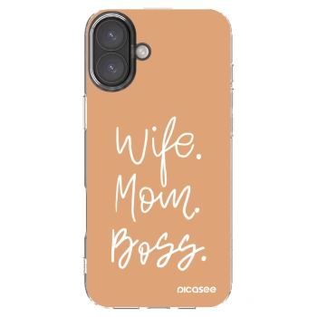 Picasee silikónový prehľadný obal pre Apple iPhone 16 Plus - Boss Mama