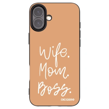 Picasee silikónový čierny obal pre Apple iPhone 16 Plus - Boss Mama