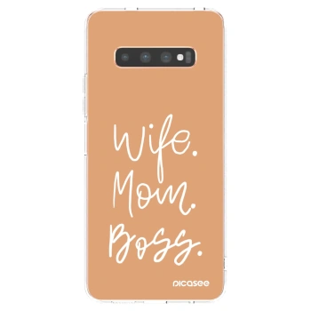 Picasee silikónový prehľadný obal pre Samsung Galaxy S10 Plus G975 - Boss Mama