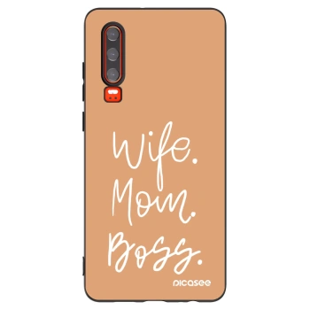 Picasee silikónový čierny obal pre Huawei P30 - Boss Mama