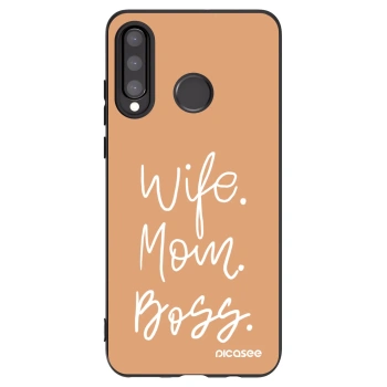 Picasee silikónový čierny obal pre Huawei P30 Lite - Boss Mama