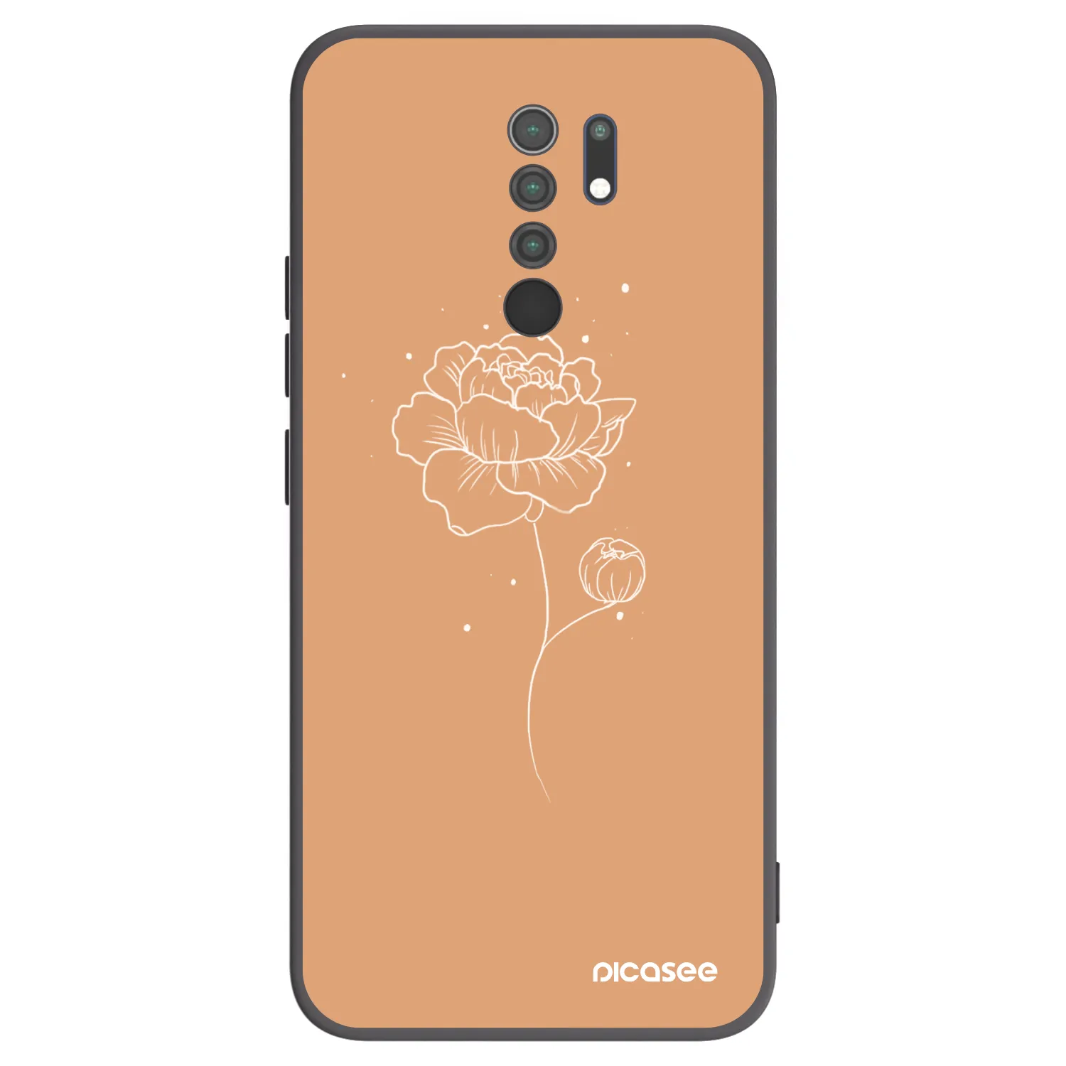 Picasee silikónový čierny obal pre Xiaomi Redmi 9 - Peonies