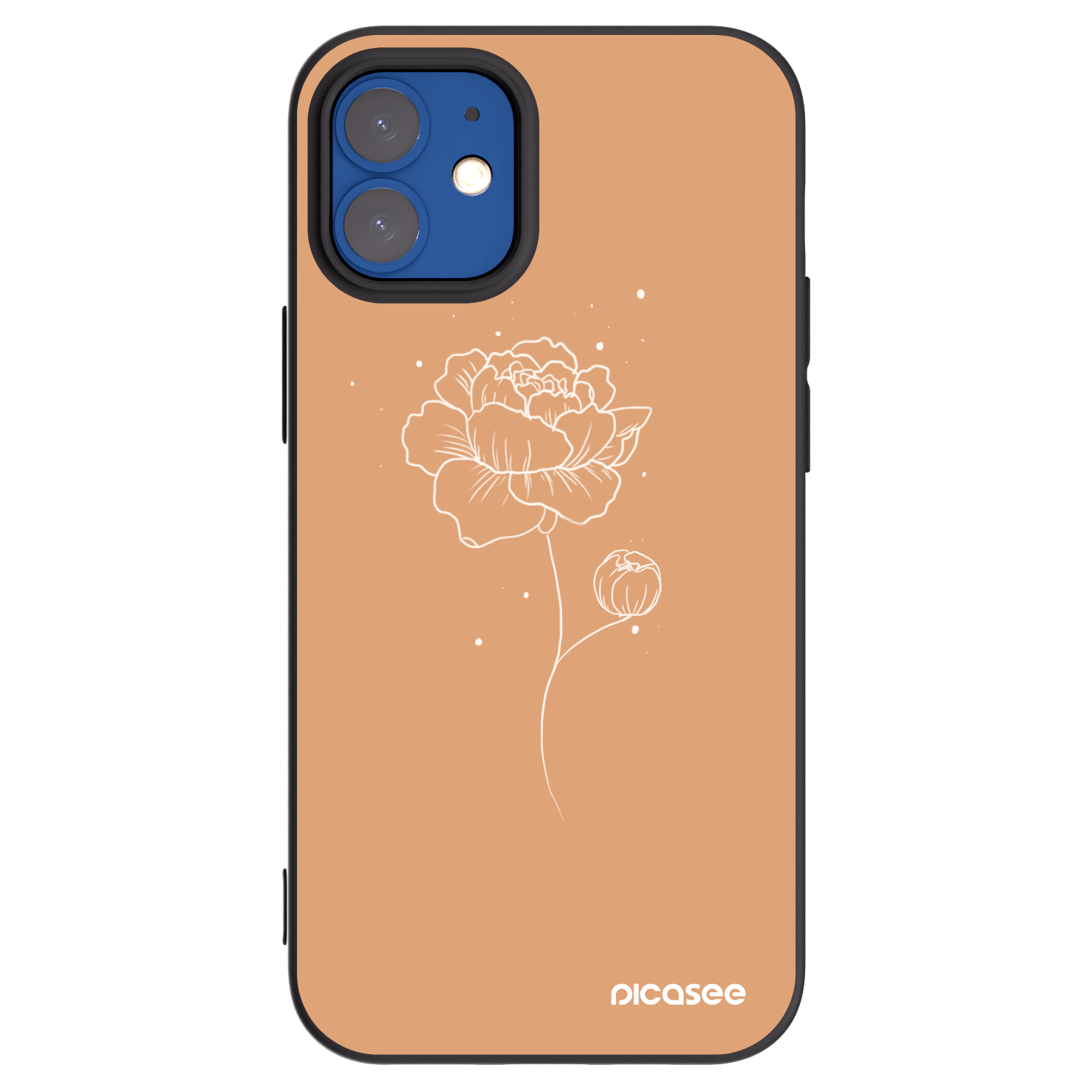 Picasee silikónový čierny obal pre Apple iPhone 12 mini - Peonies