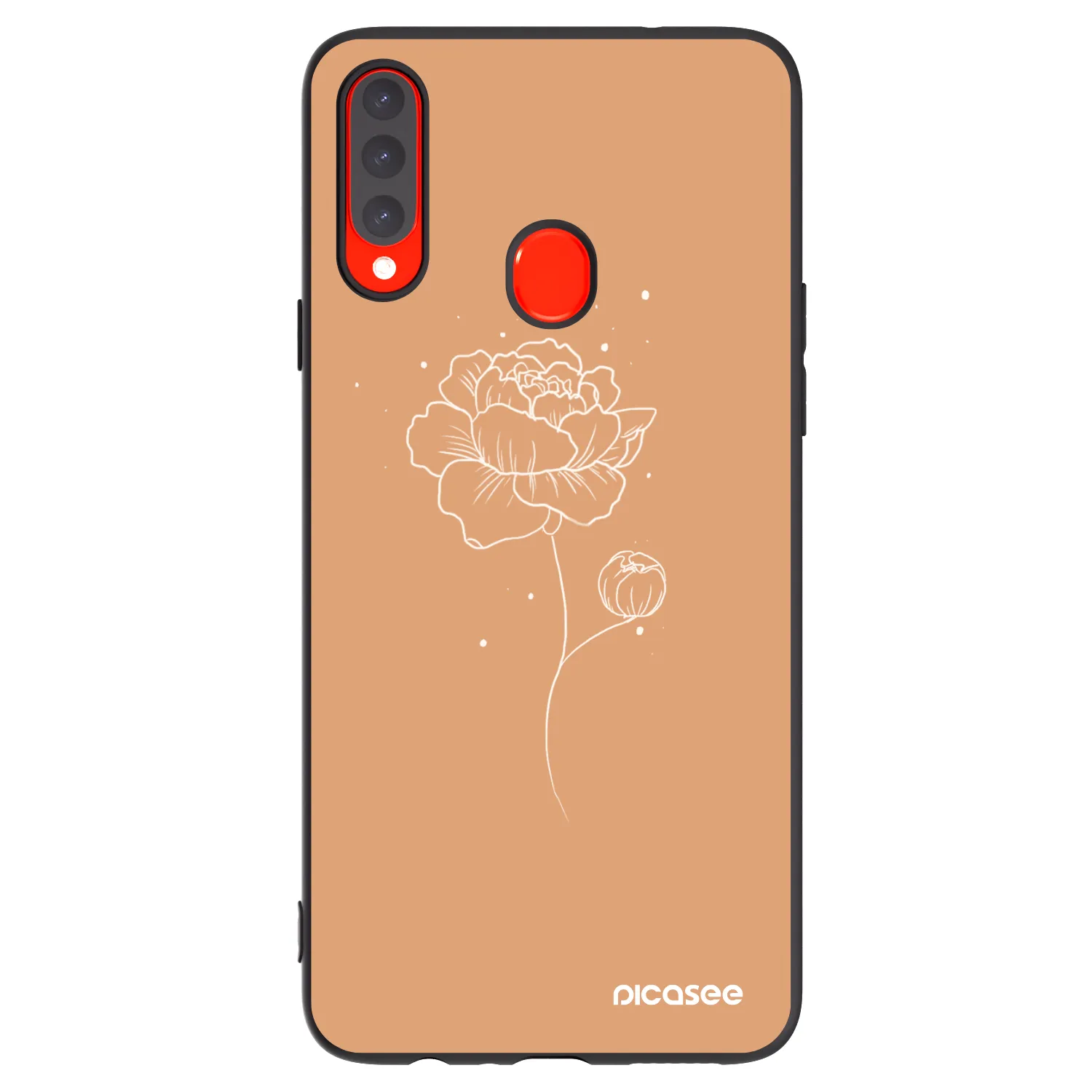 Picasee silikónový čierny obal pre Samsung Galaxy A20s - Peonies