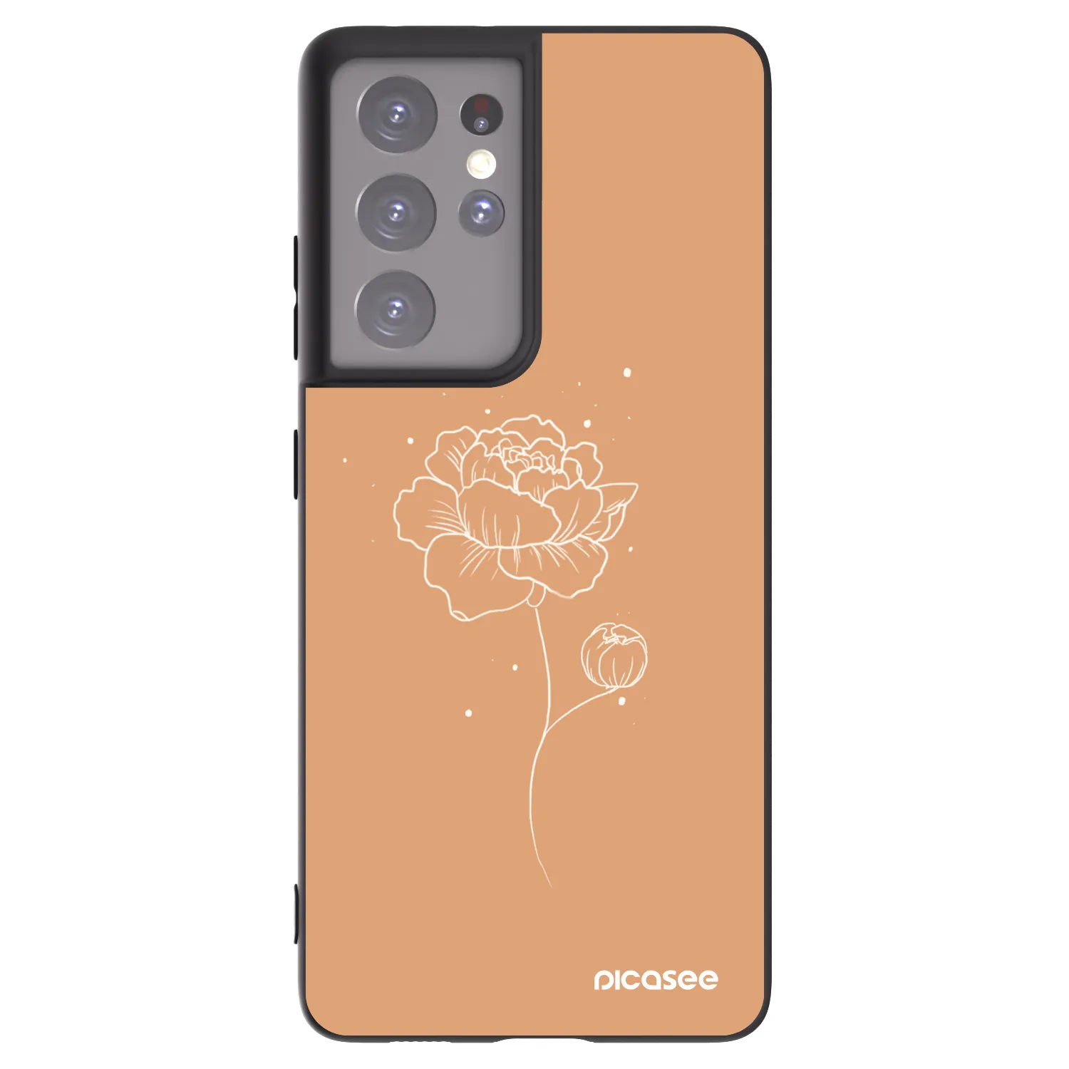 Picasee silikónový čierny obal pre Samsung Galaxy S21 Ultra 5G G998B - Peonies