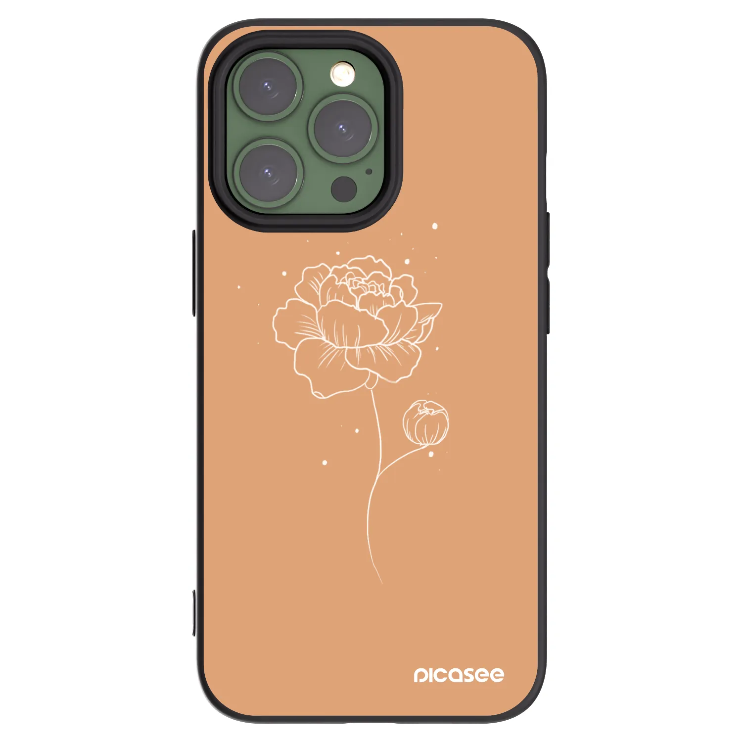 Picasee silikónový čierny obal pre Apple iPhone 13 Pro - Peonies
