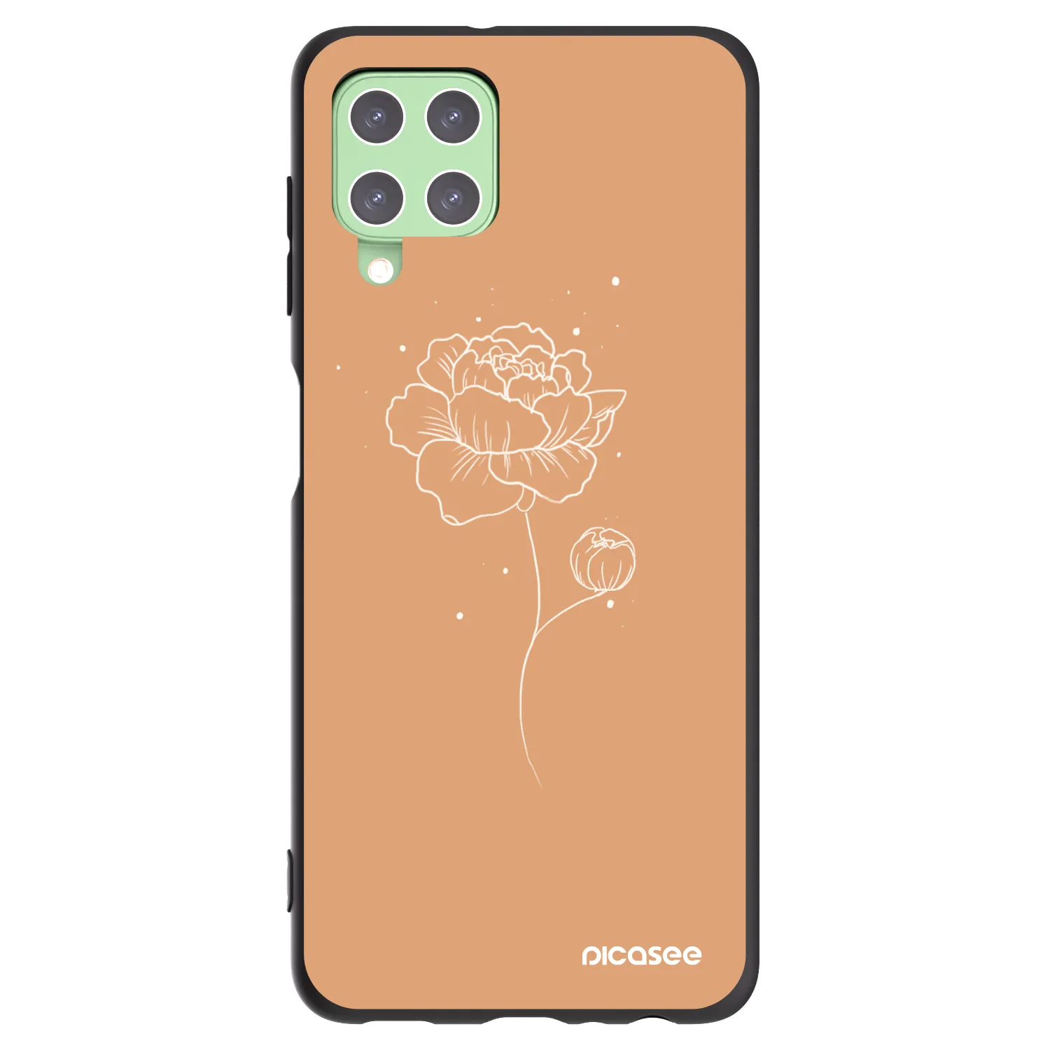 Picasee silikónový čierny obal pre Samsung Galaxy A22 A225F 4G - Peonies