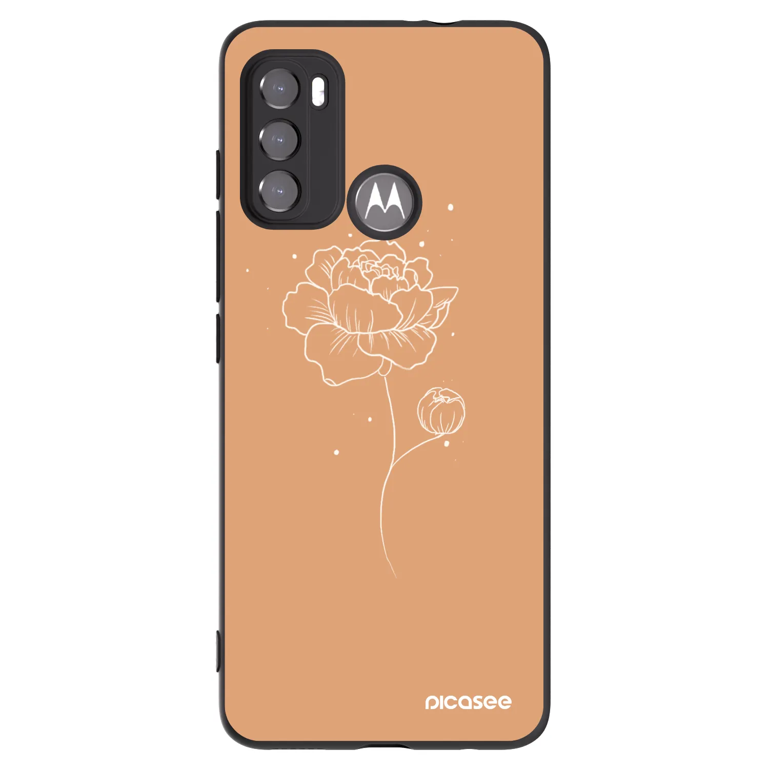 Picasee silikónový čierny obal pre Motorola Moto G60 - Peonies
