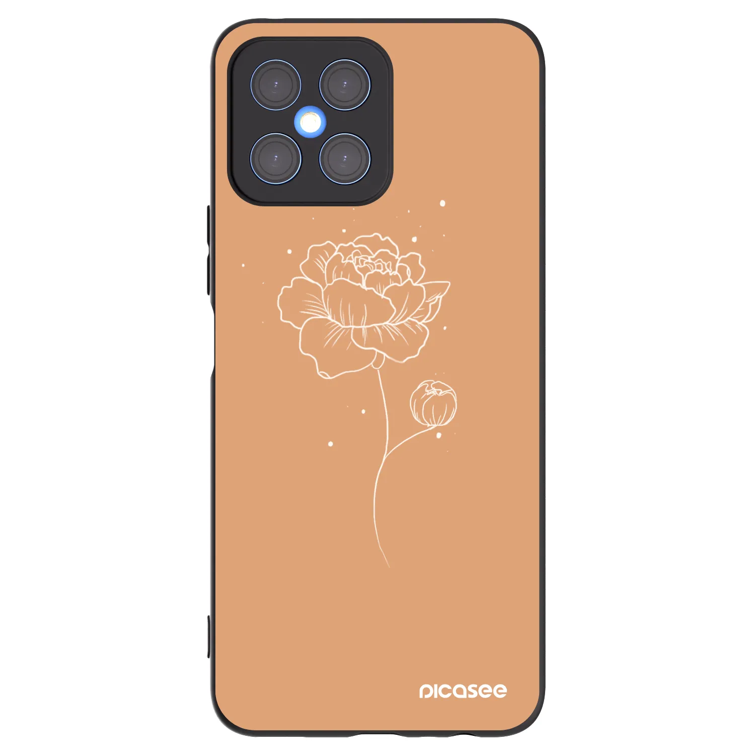 Picasee silikónový čierny obal pre Honor X8 4G - Peonies