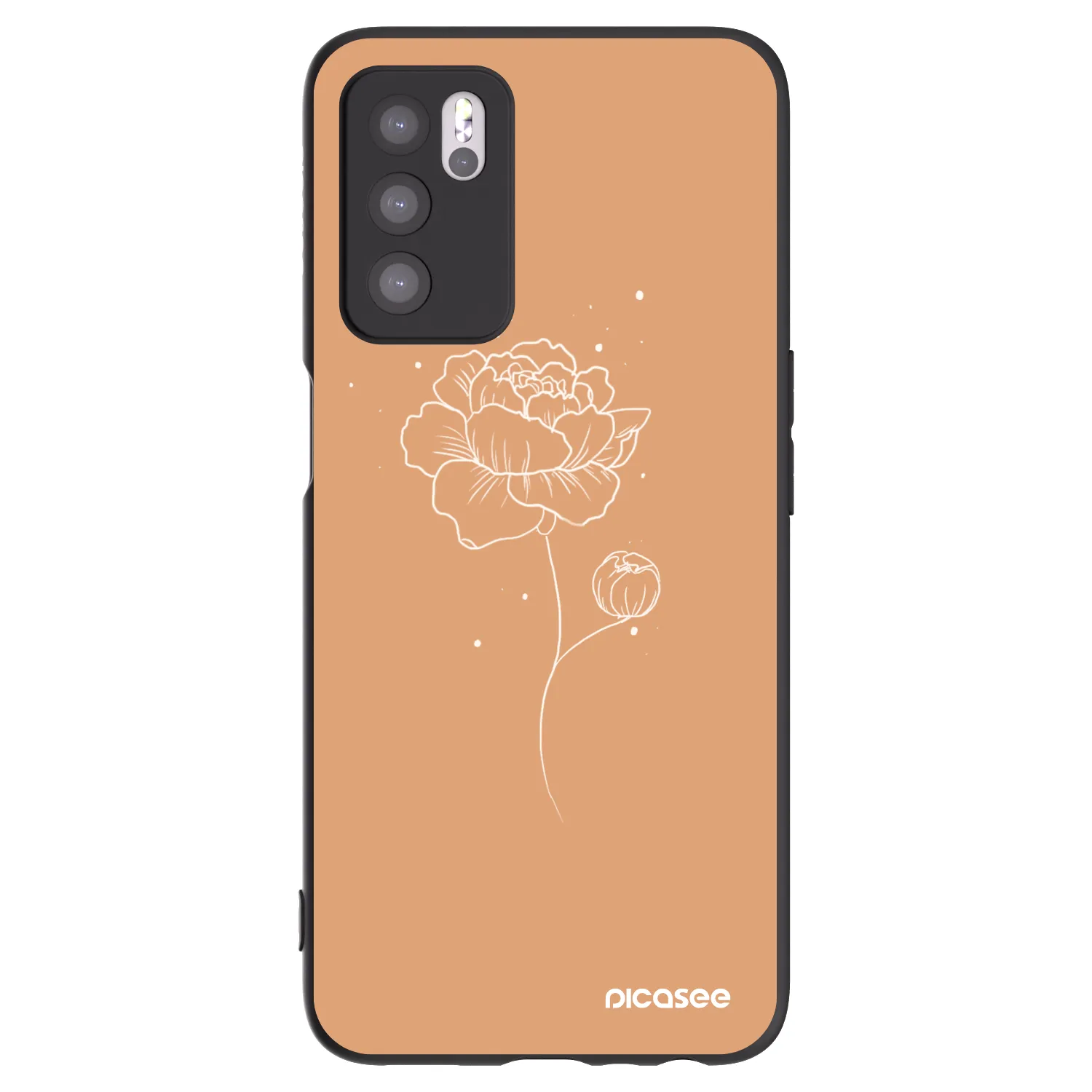 Picasee silikónový čierny obal pre OPPO A16 - Peonies