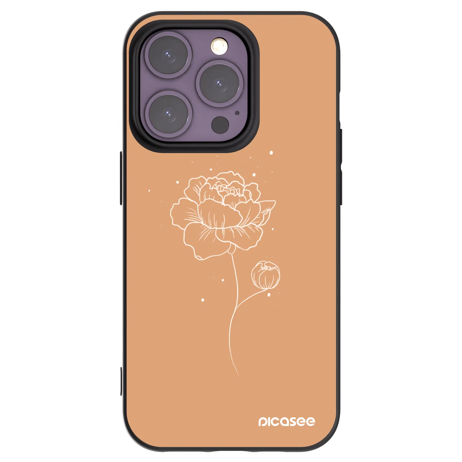 Silikónový čierny obal pre Apple iPhone 14 Pro - Peonies