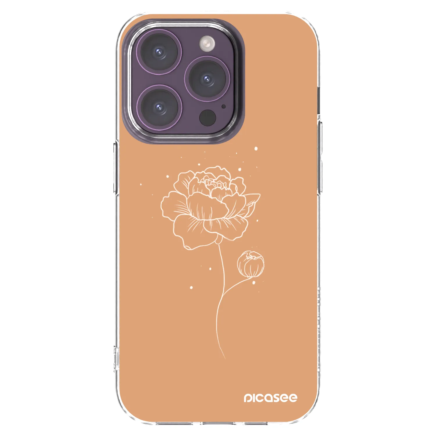 Silikónový prehľadný obal pre Apple iPhone 14 Pro - Peonies