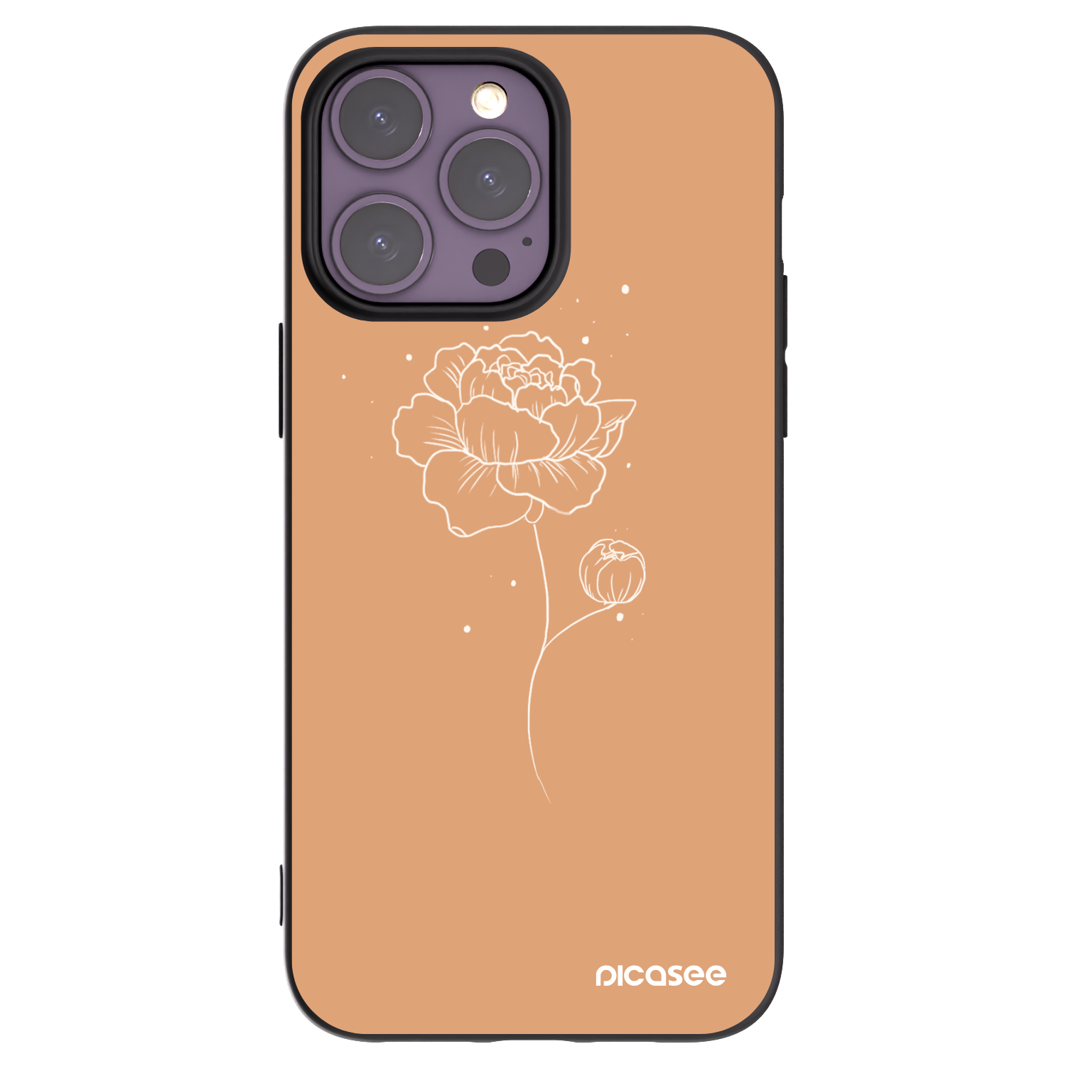 Picasee silikónový čierny obal pre Apple iPhone 14 Pro Max - Peonies