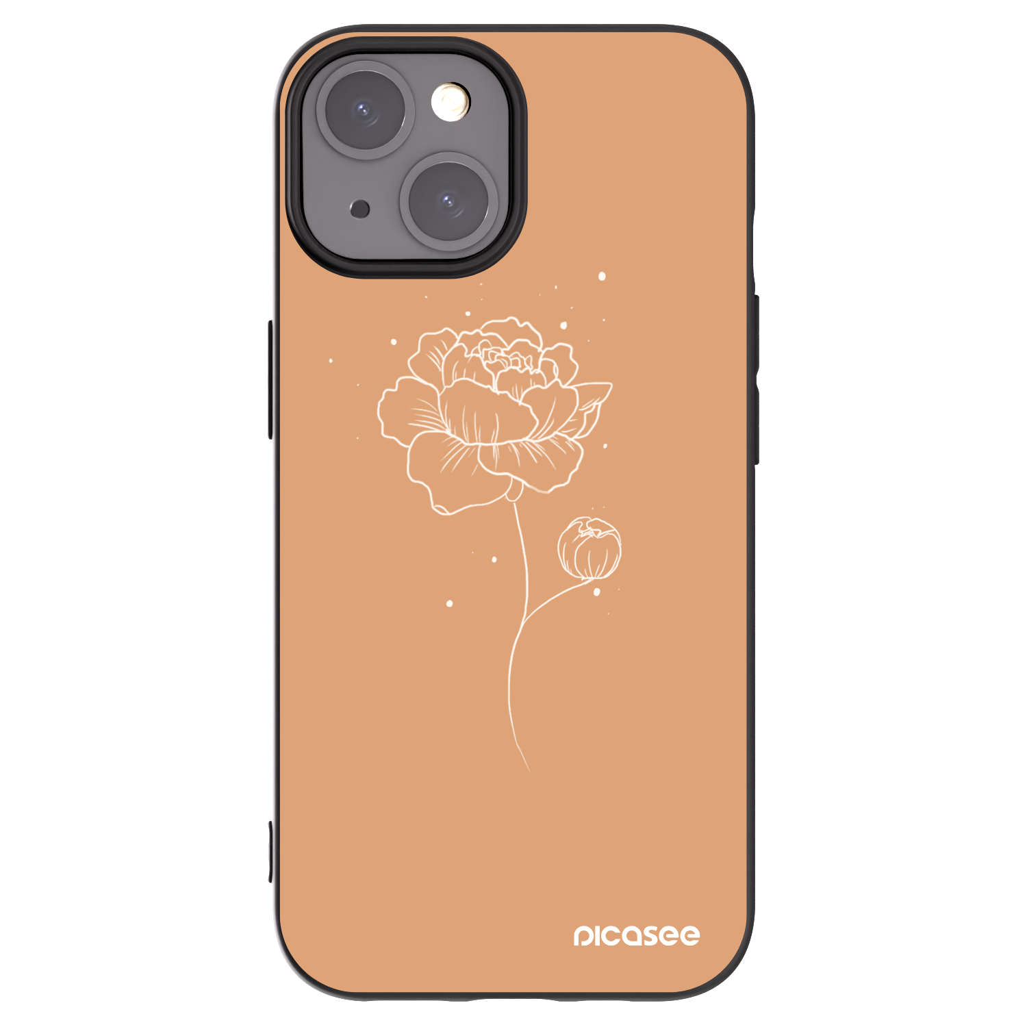 Silikónový čierny obal pre Apple iPhone 15 - Peonies