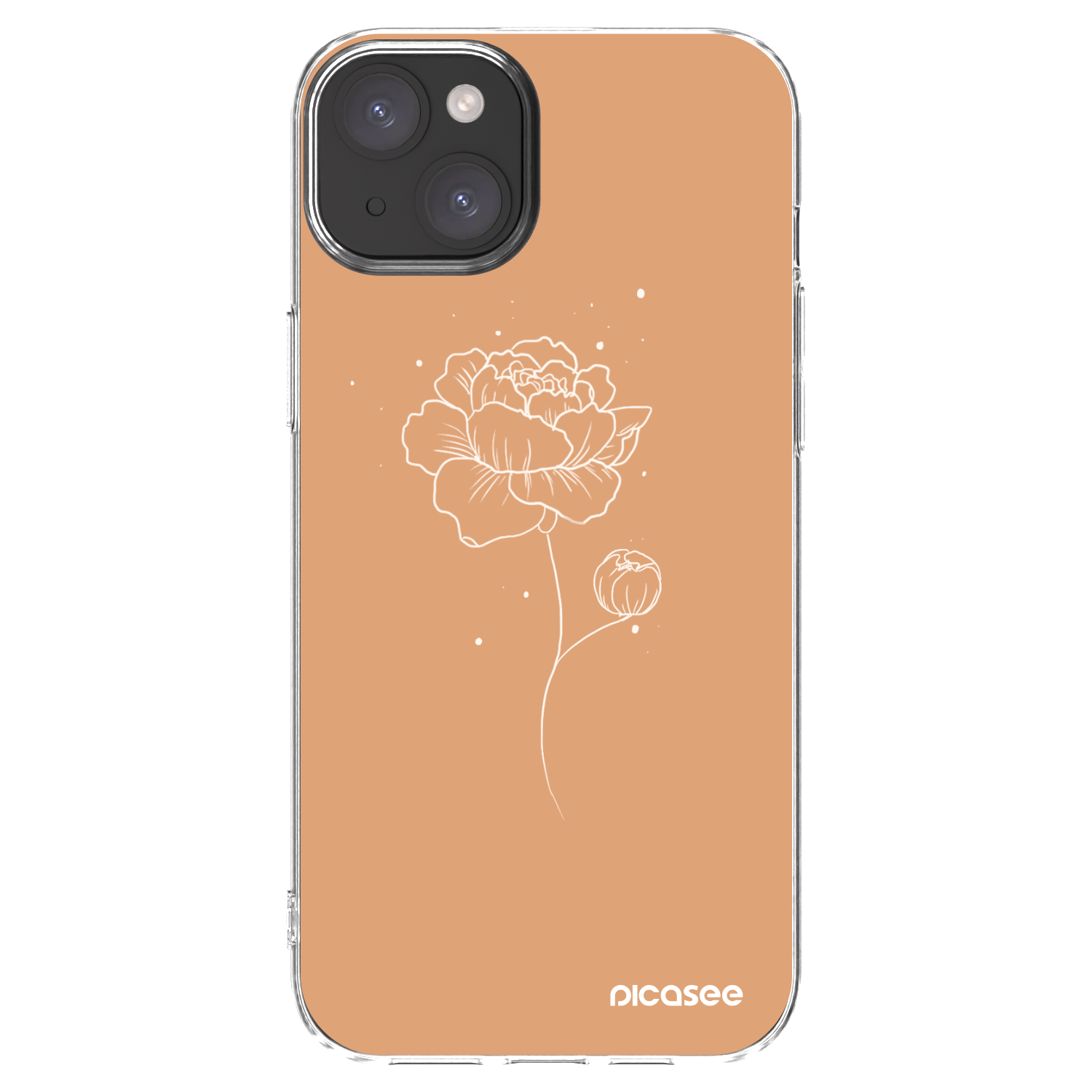 Picasee silikónový prehľadný obal pre Apple iPhone 15 Plus - Peonies