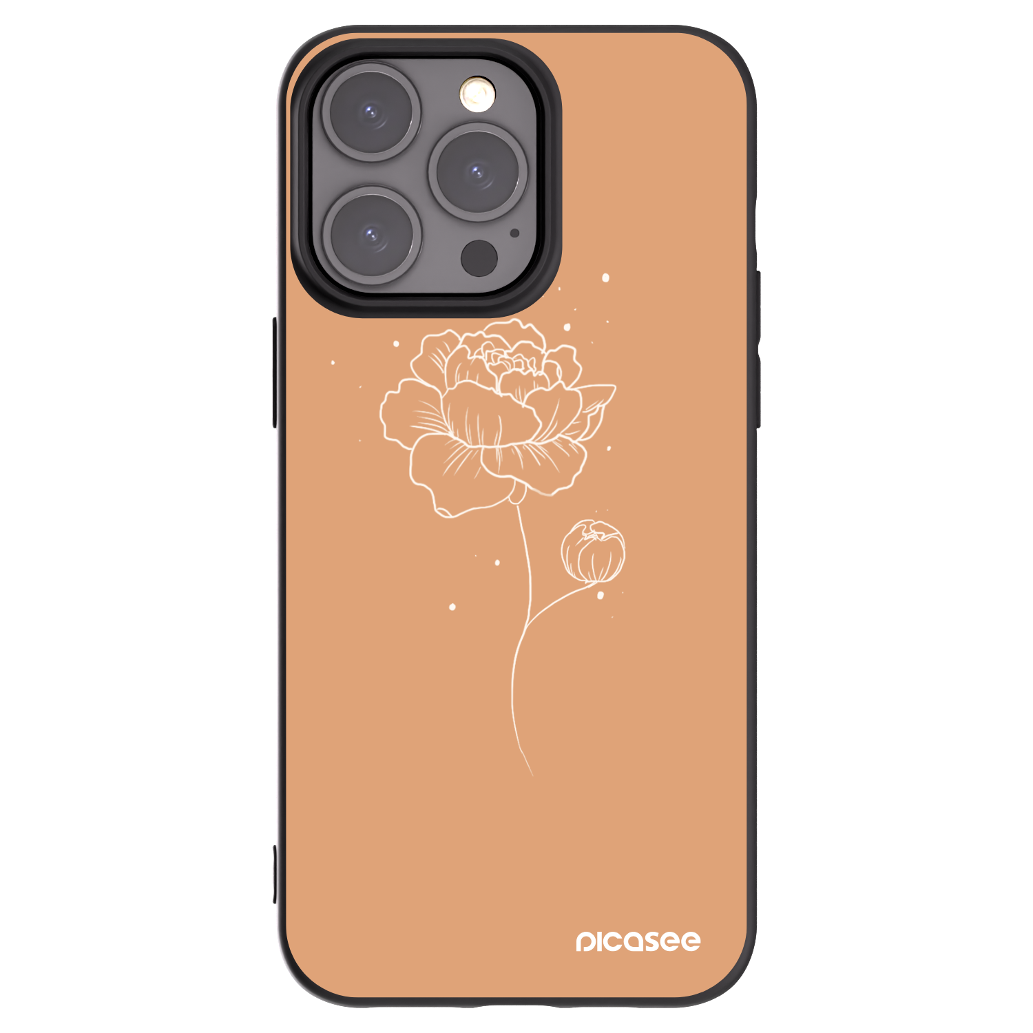 Picasee silikónový čierny obal pre Apple iPhone 15 Pro Max - Peonies