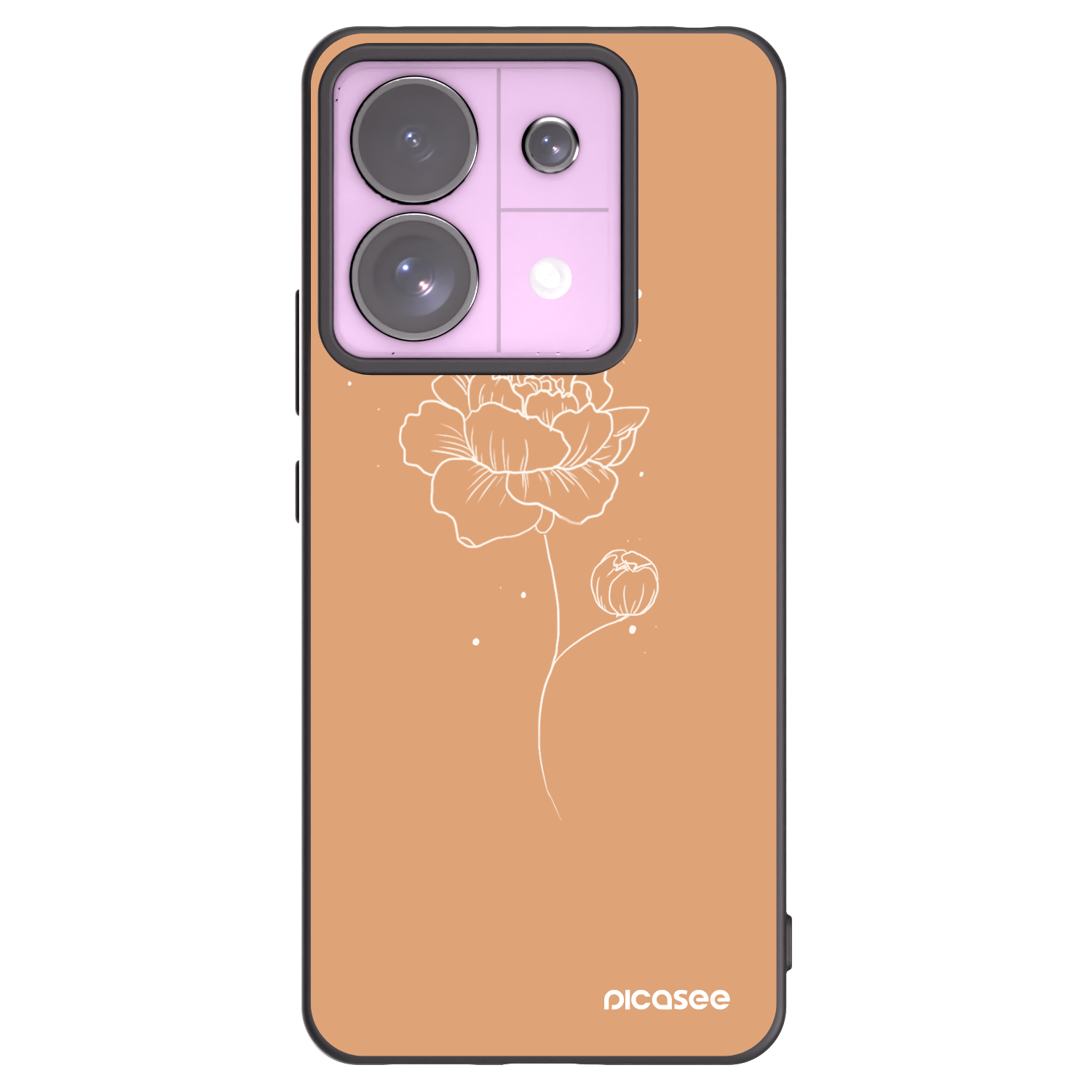 Picasee silikónový čierny obal pre Xiaomi Redmi Note 13 Pro 5G - Peonies