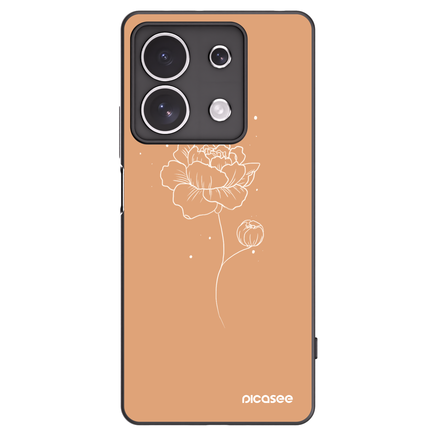 Picasee silikónový čierny obal pre Xiaomi Redmi Note 13 4G - Peonies