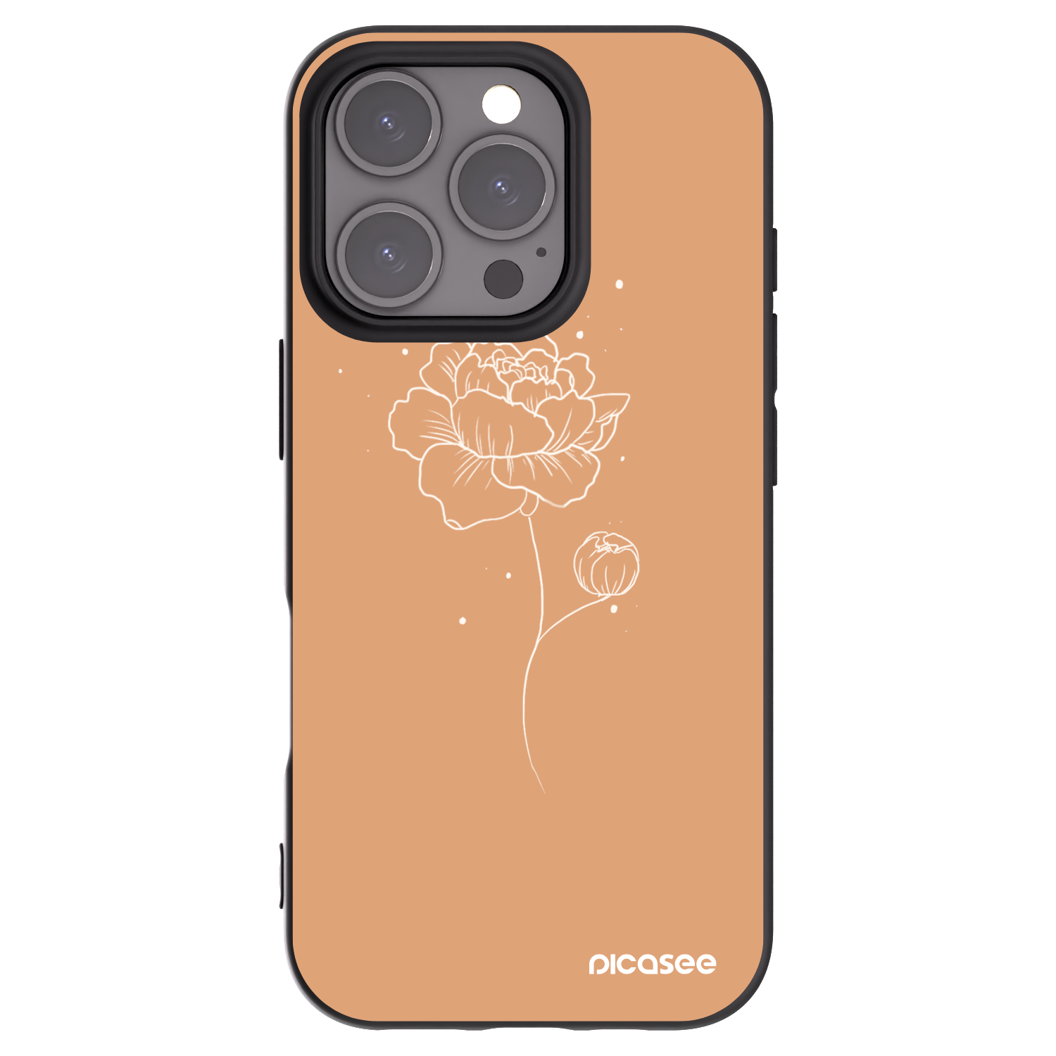 Picasee silikónový čierny obal pre Apple iPhone 16 Pro - Peonies