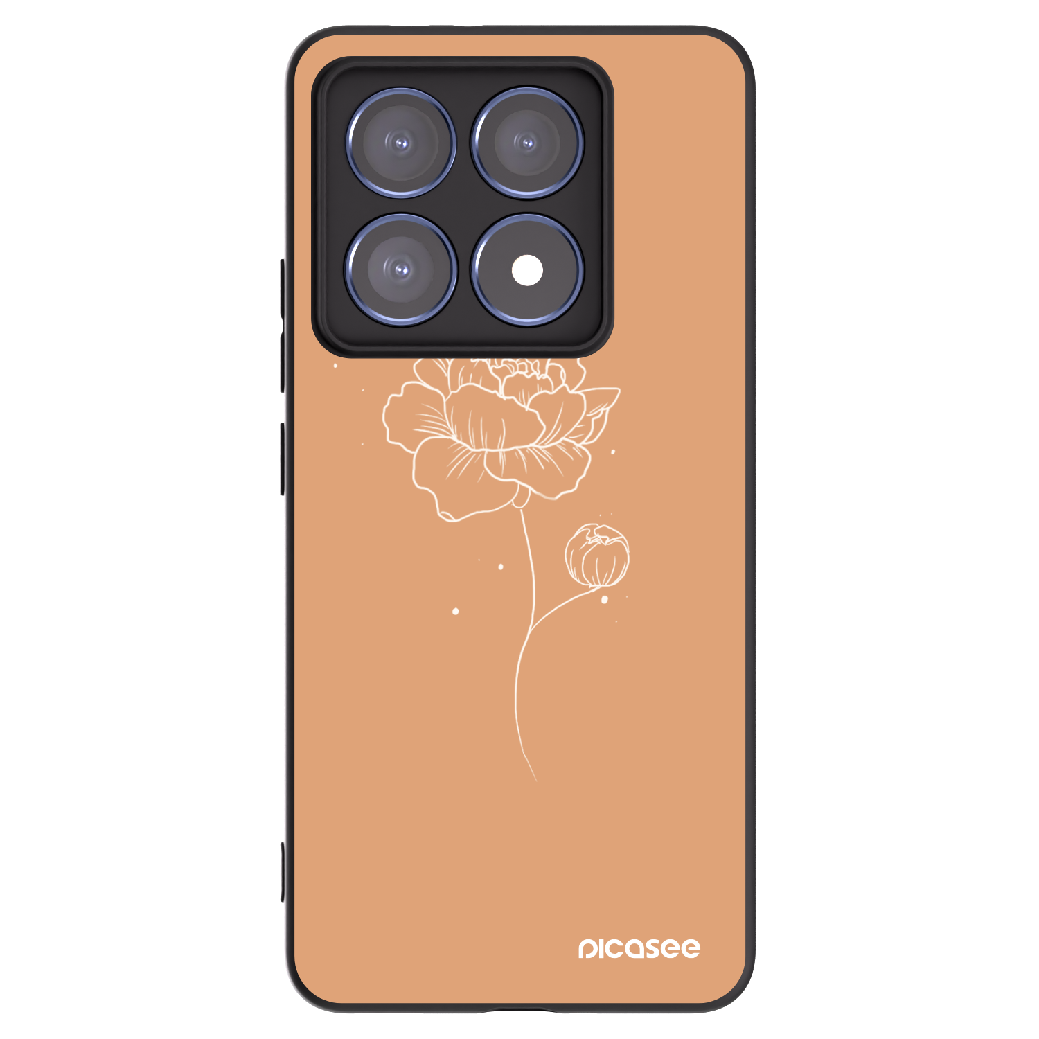 Picasee silikónový čierny obal pre Xiaomi 14T Pro - Peonies