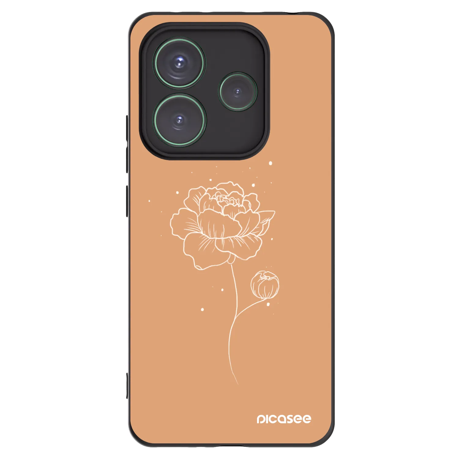 Silikónový čierny obal pre Xiaomi Redmi Note 14 5G - Peonies