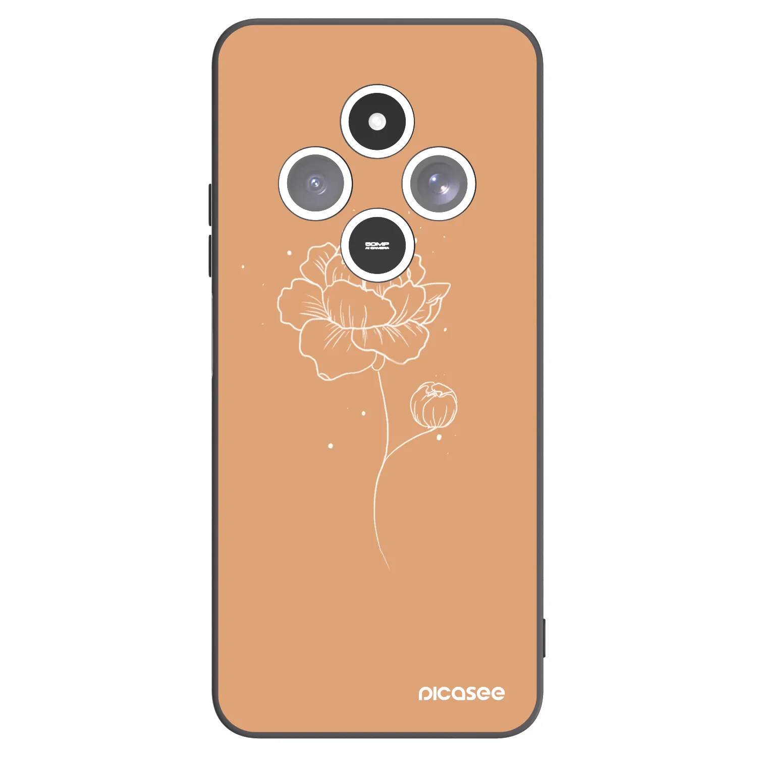 Picasee silikónový čierny obal pre Xiaomi Redmi 14C - Peonies