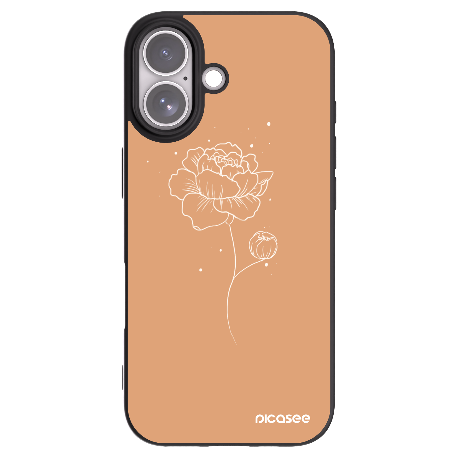Picasee silikónový čierny obal pre Apple iPhone 17 - Peonies