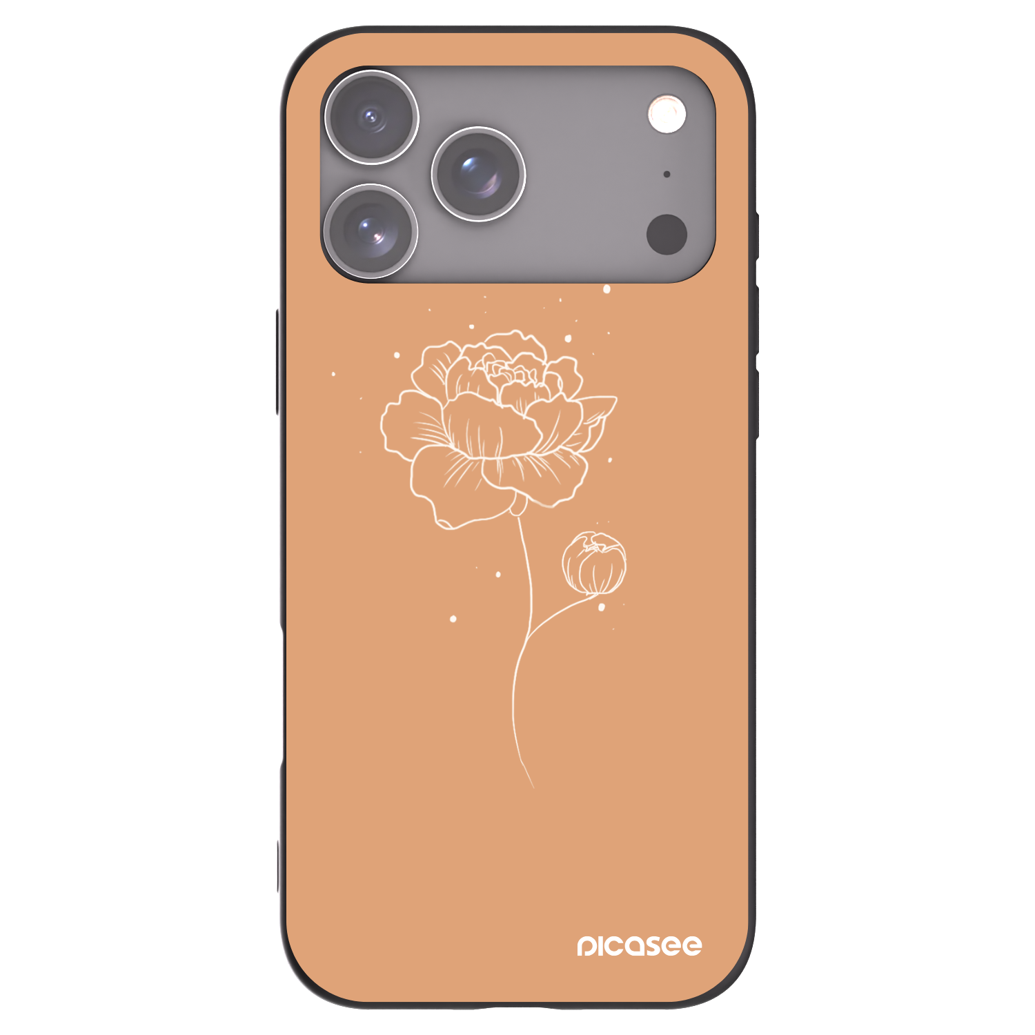 Picasee silikónový čierny obal pre Apple iPhone 17 Pro Max - Peonies