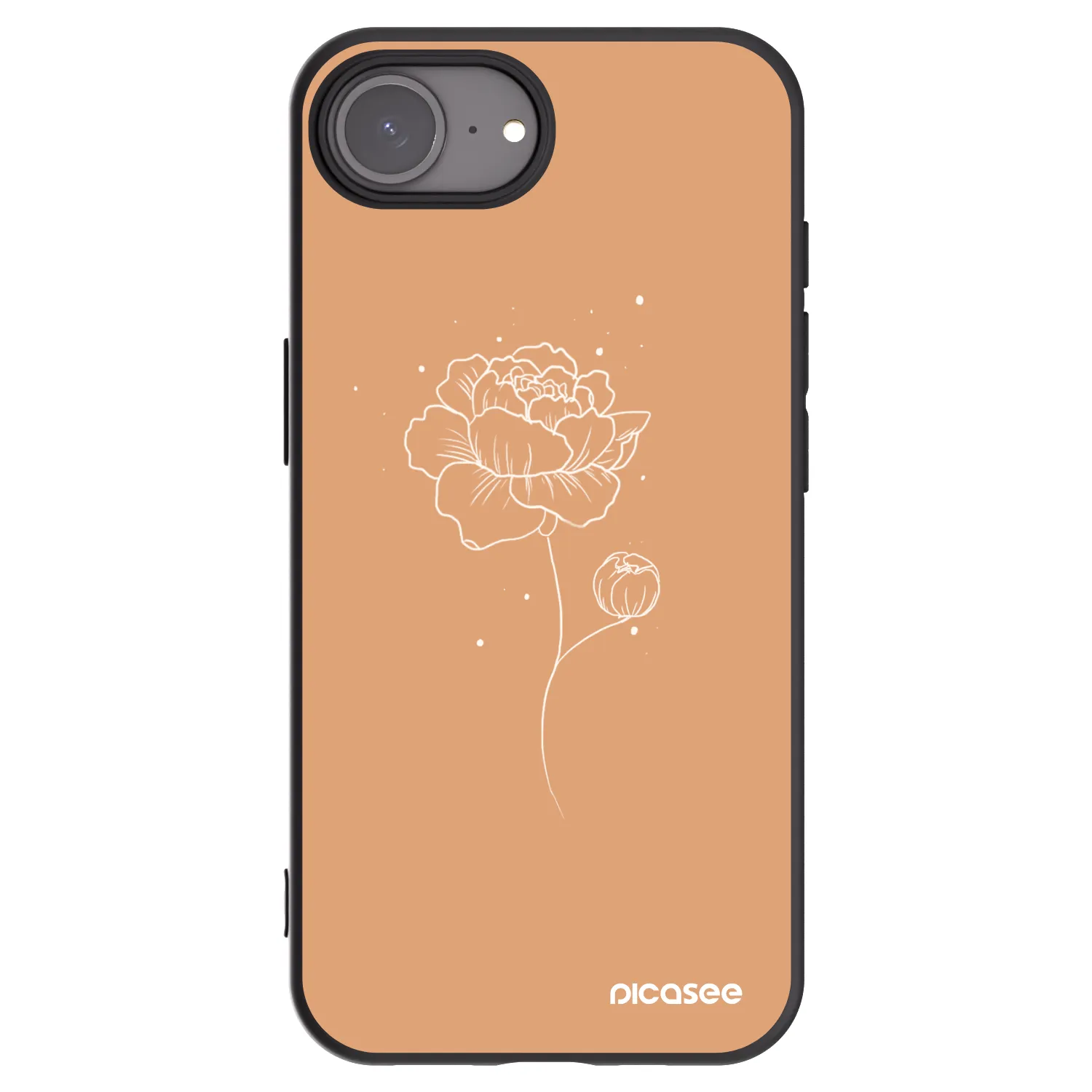 Picasee silikónový čierny obal pre Apple iPhone 17e - Peonies