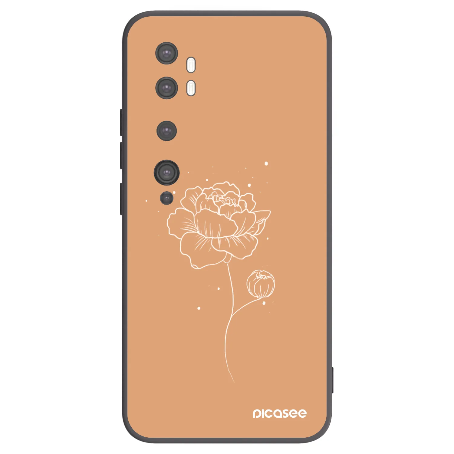 Picasee silikónový čierny obal pre Xiaomi Mi Note 10 (Pro) - Peonies