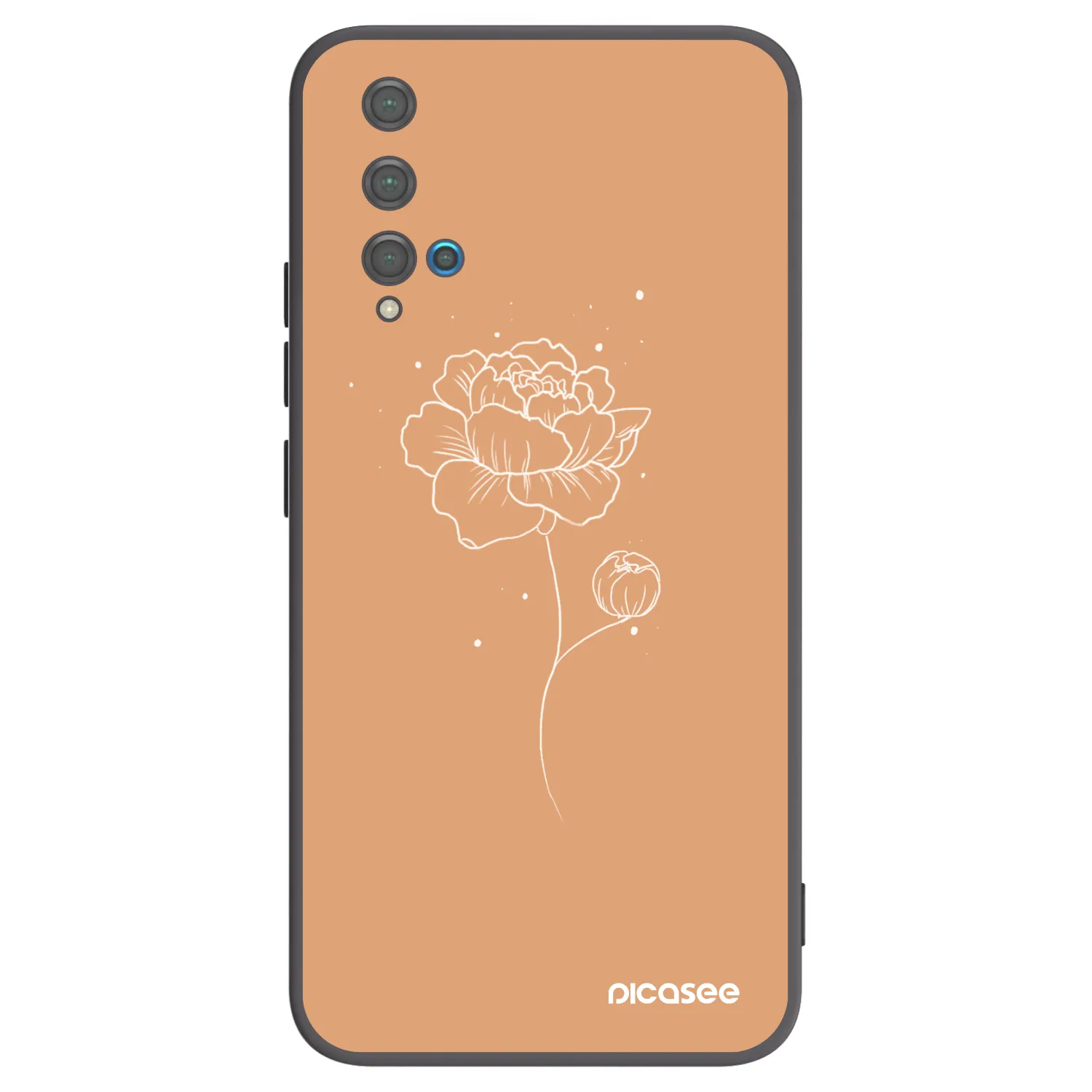 Picasee silikónový čierny obal pre Huawei Nova 5T - Peonies