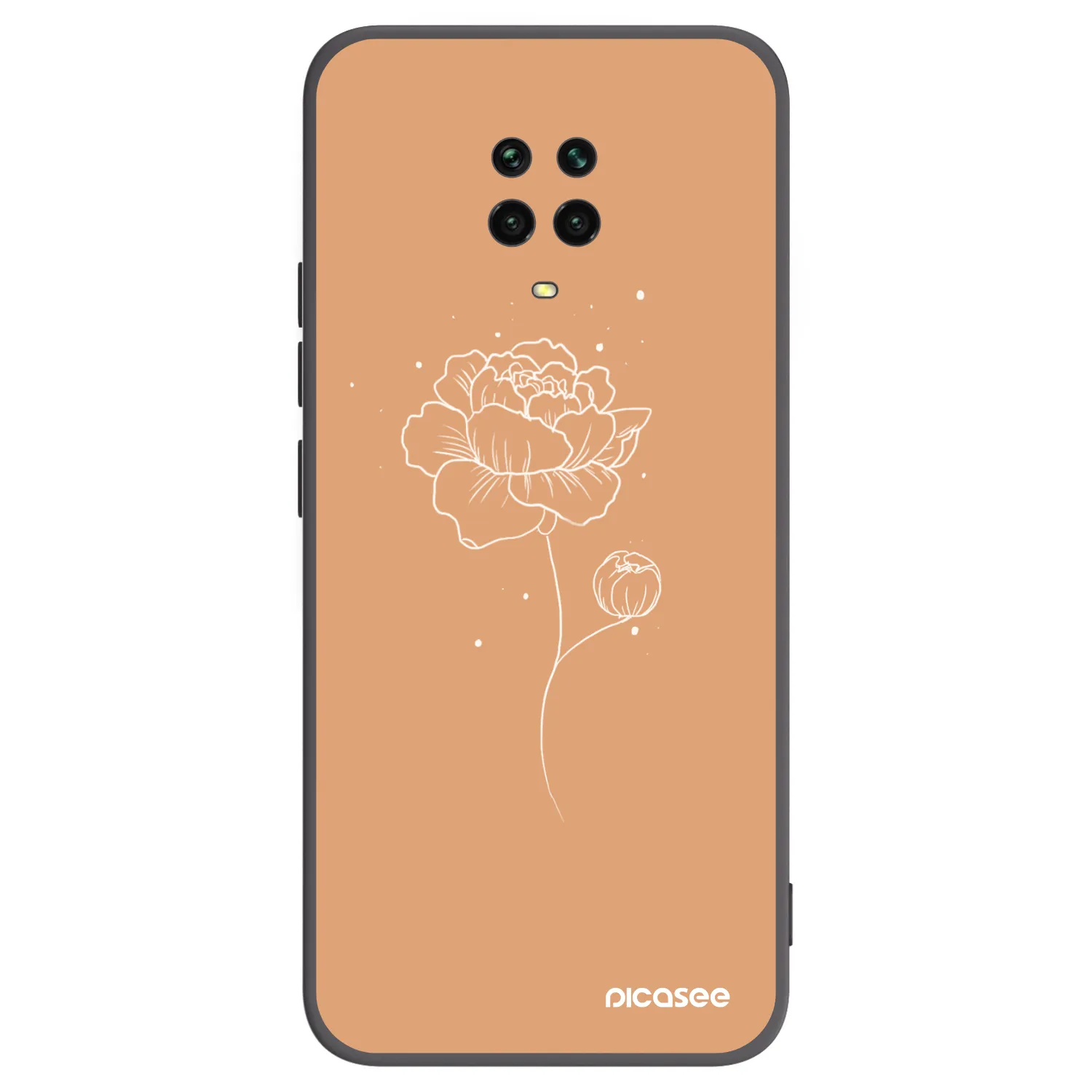 Picasee silikónový čierny obal pre Xiaomi Redmi Note 9S - Peonies