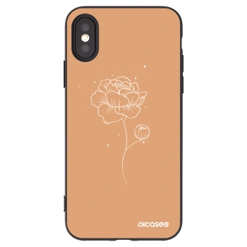 Picasee silikónový čierny obal pre Apple iPhone X/XS - Peonies