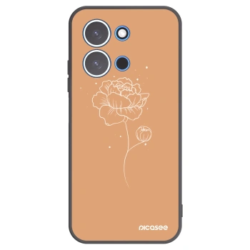 Picasee silikónový čierny obal pre Xiaomi Redmi 15C 4G - Peonies