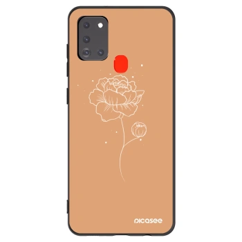 Picasee silikónový čierny obal pre Samsung Galaxy A21s - Peonies