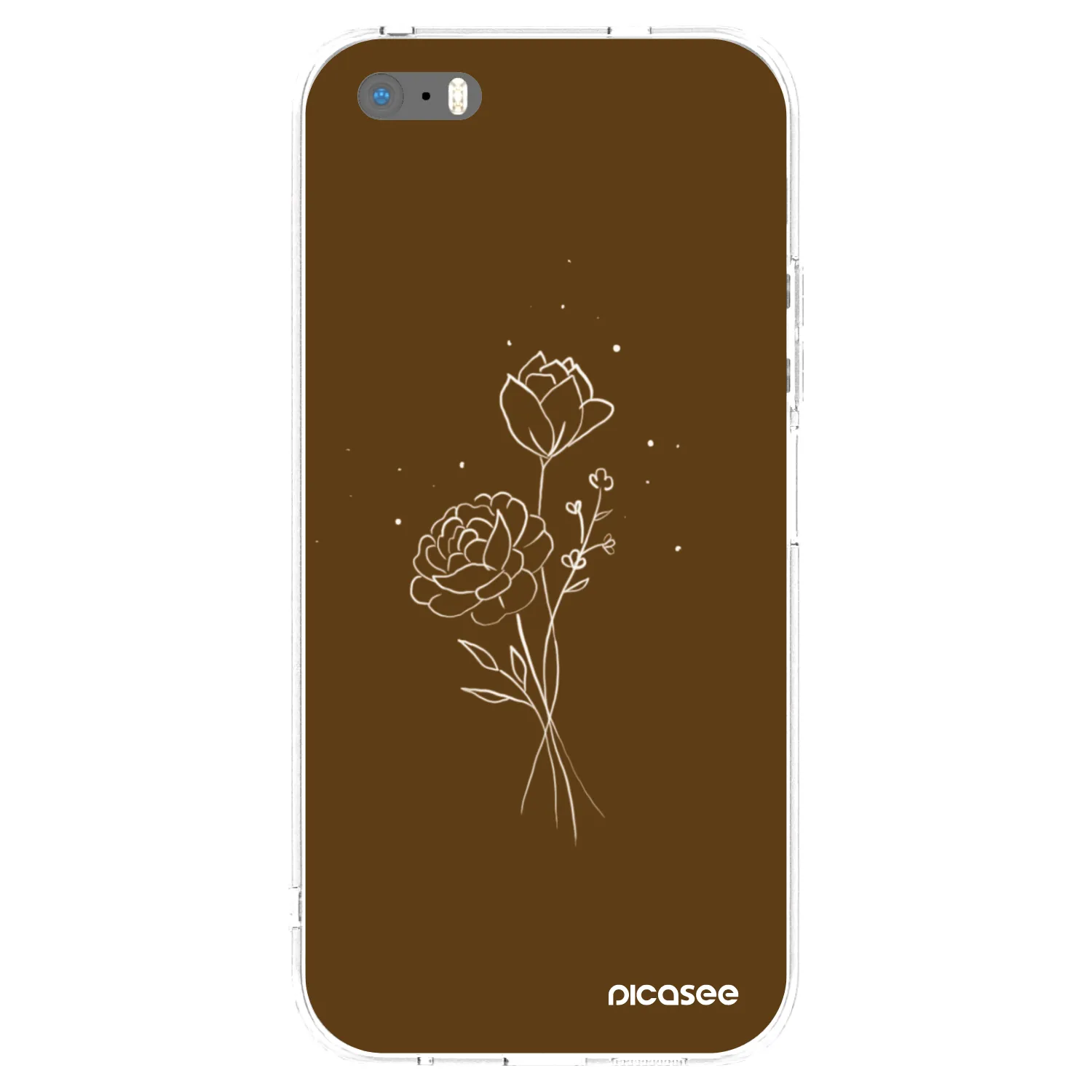 Picasee silikónový prehľadný obal pre Apple iPhone 5/5S/SE - Brown flowers