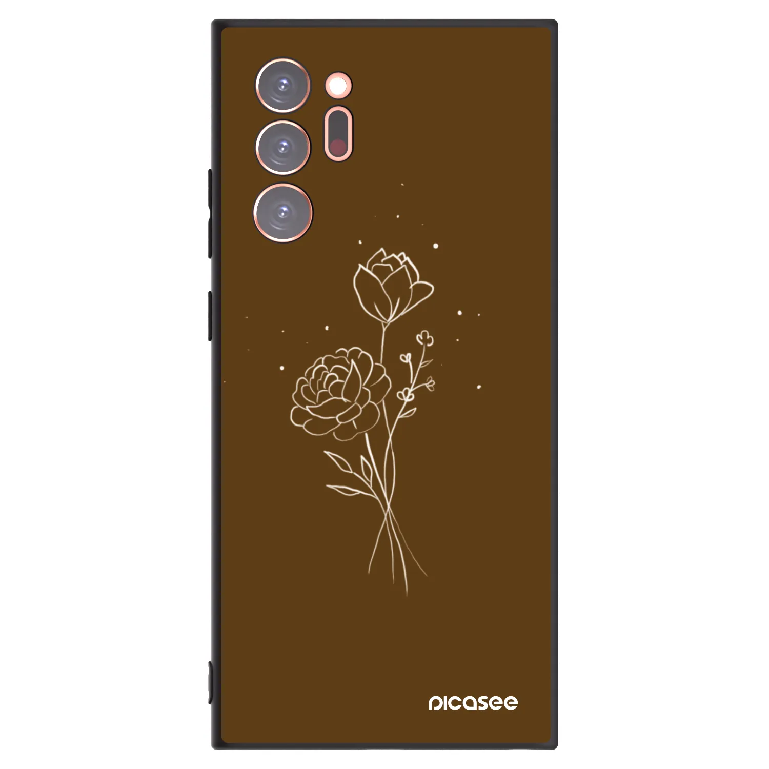 Picasee silikónový čierny obal pre Samsung Galaxy Note 20 Ultra - Brown flowers
