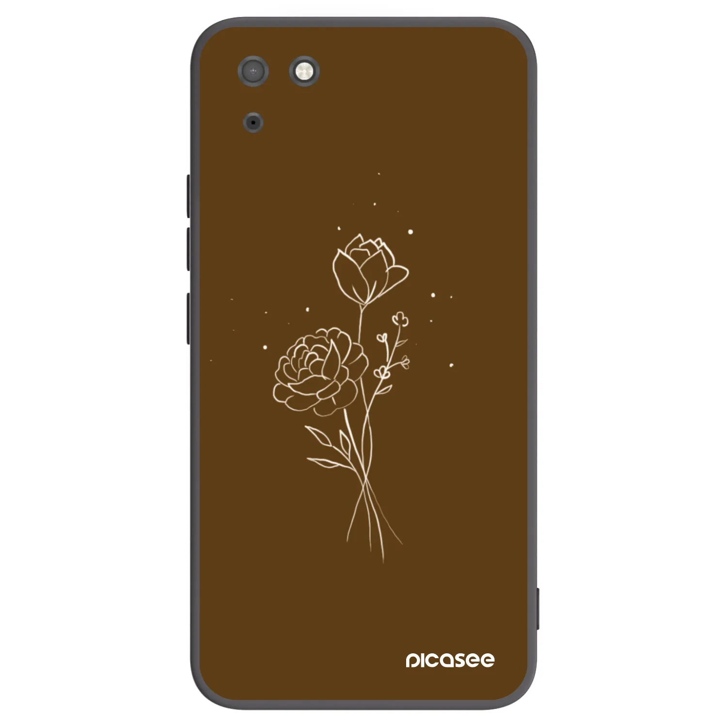 Picasee silikónový čierny obal pre Huawei Y5P - Brown flowers