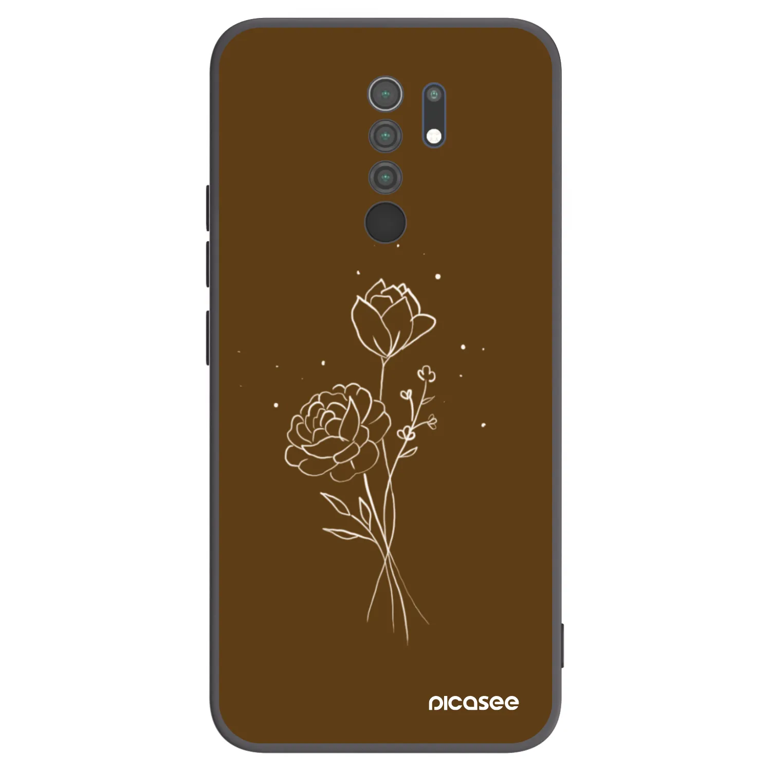 Picasee silikónový čierny obal pre Xiaomi Redmi 9 - Brown flowers