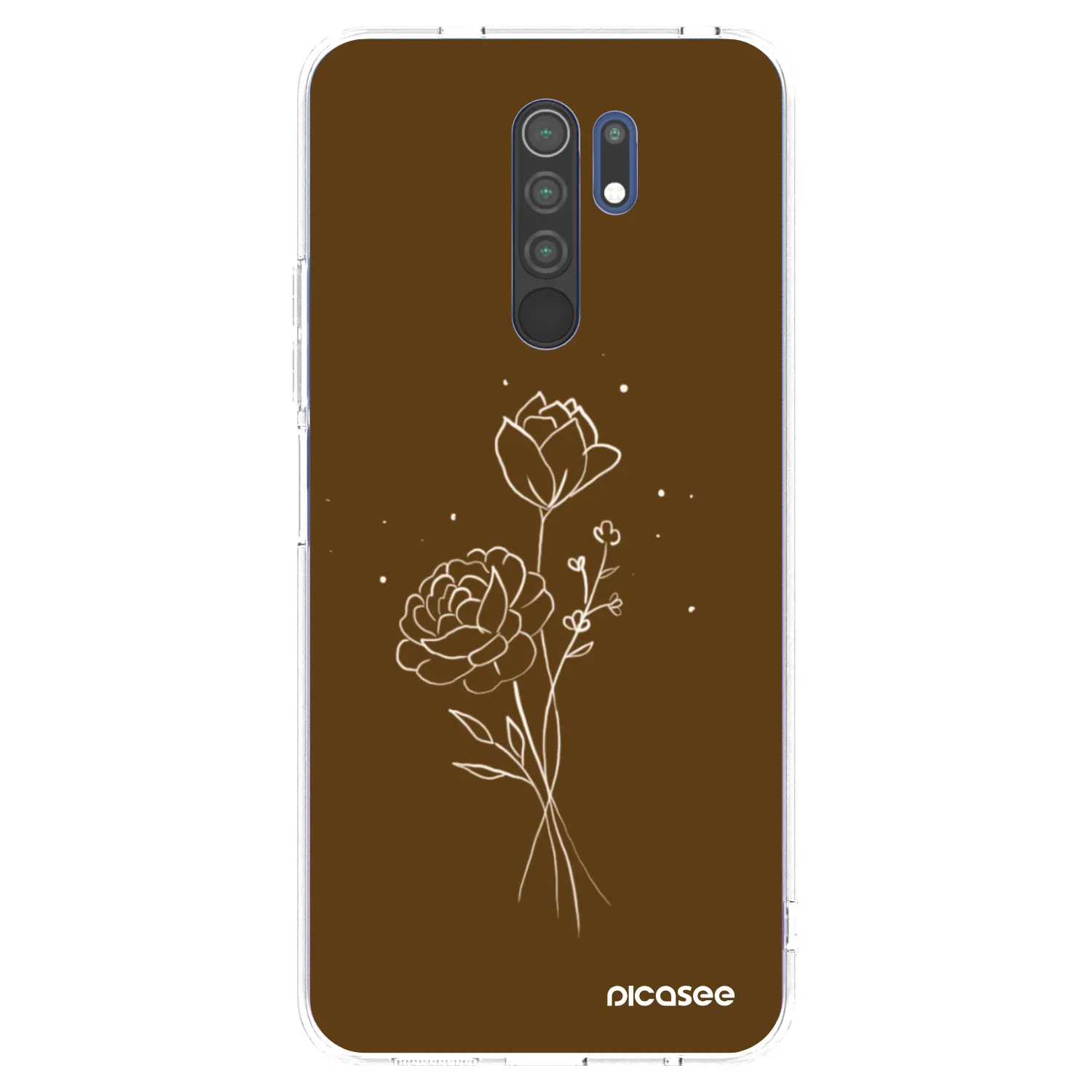 Picasee silikónový prehľadný obal pre Xiaomi Redmi 9 - Brown flowers