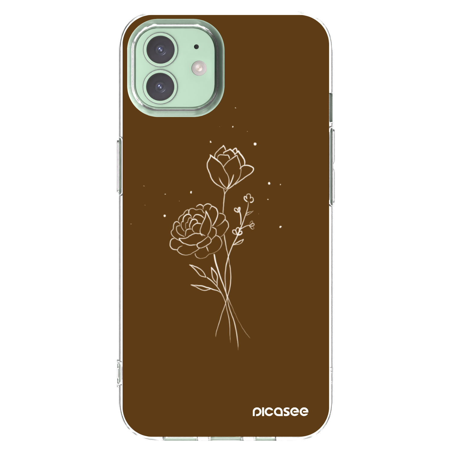 Picasee silikónový prehľadný obal pre Apple iPhone 12 - Brown flowers