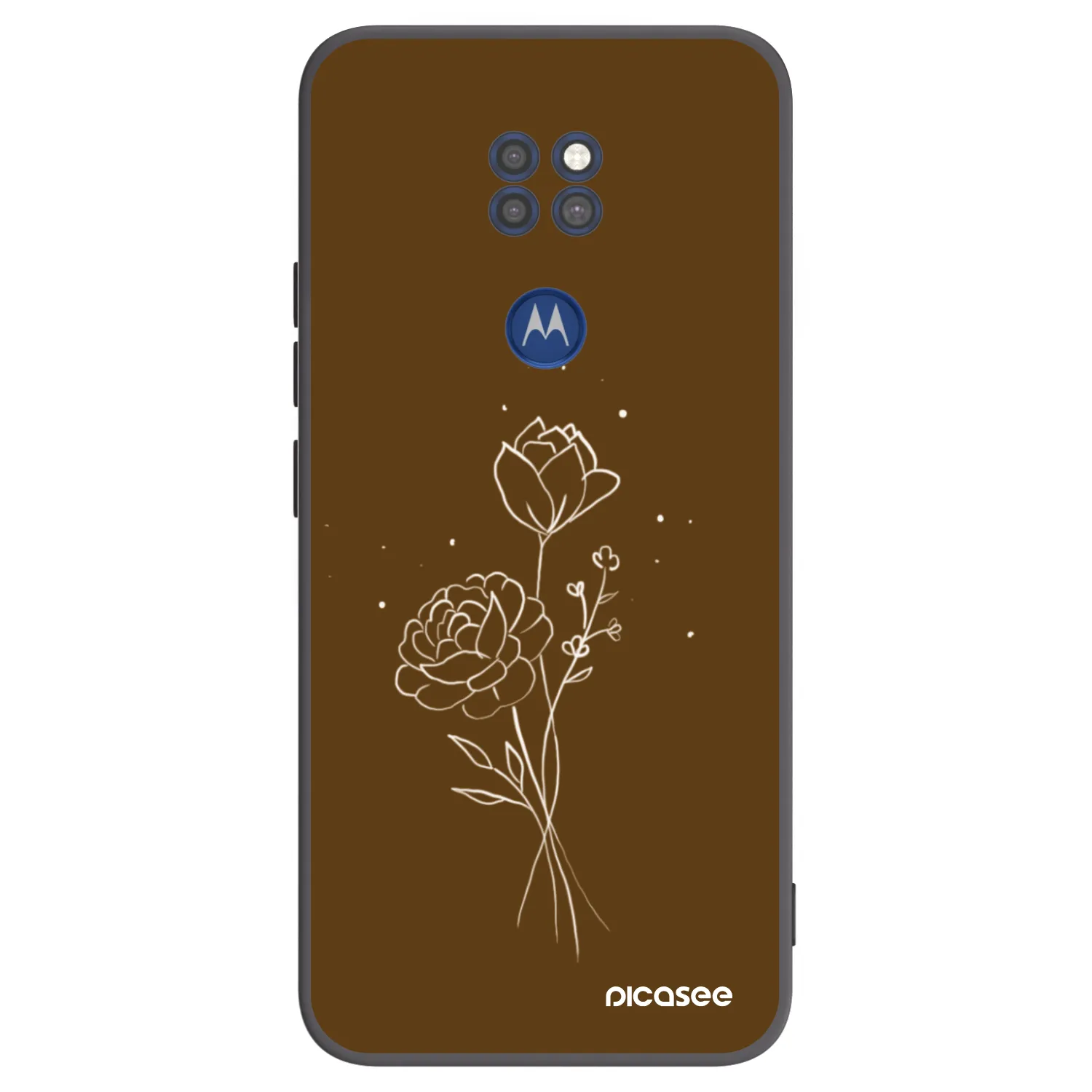 Picasee silikónový čierny obal pre Motorola Moto G9 Play - Brown flowers