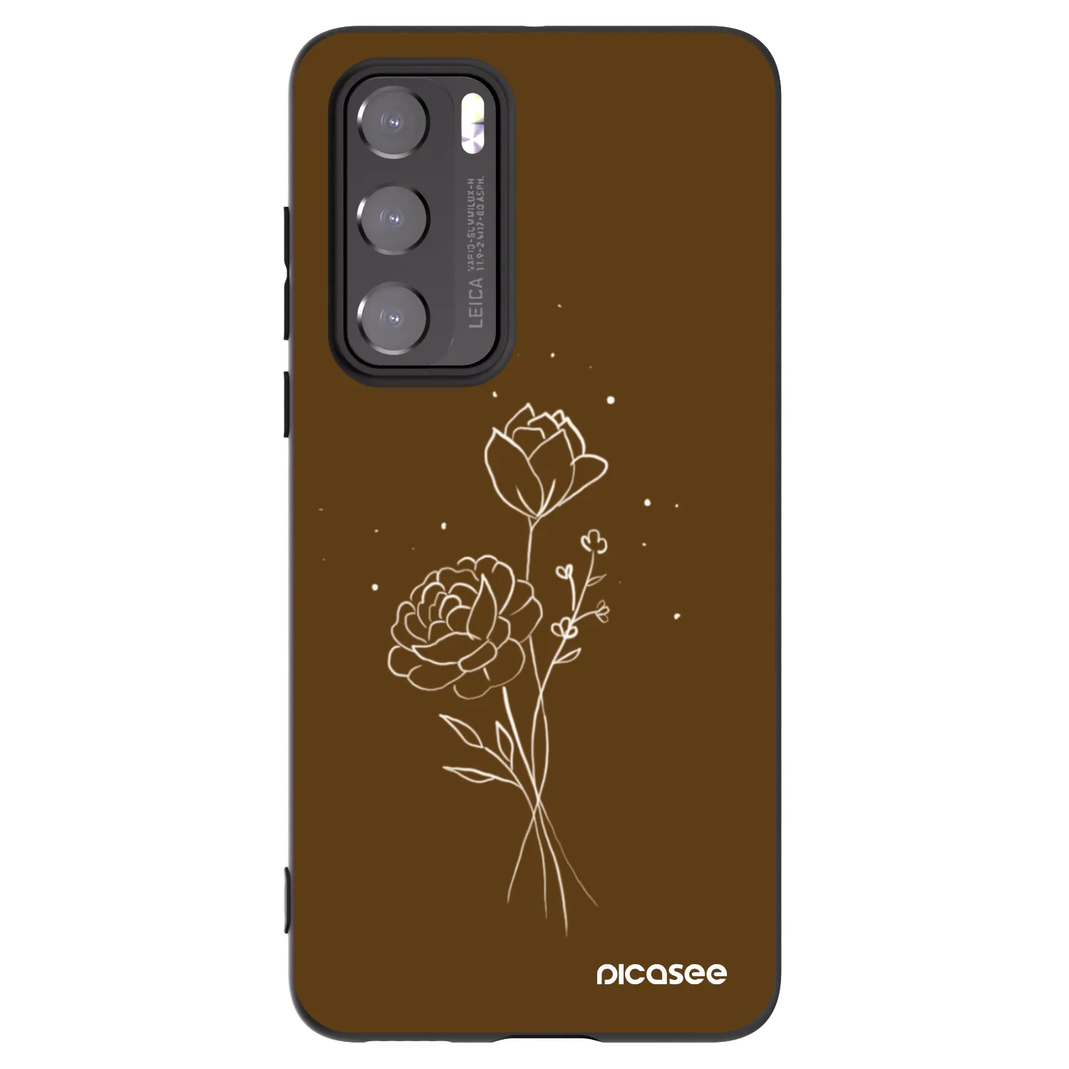 Picasee silikónový čierny obal pre Huawei P40 - Brown flowers