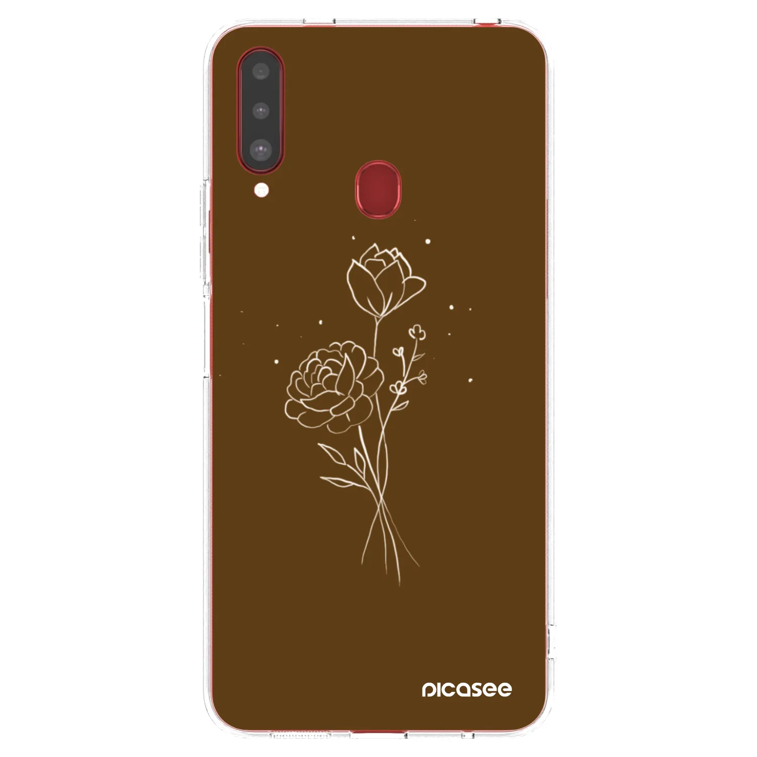 Picasee silikónový prehľadný obal pre Samsung Galaxy A20s - Brown flowers