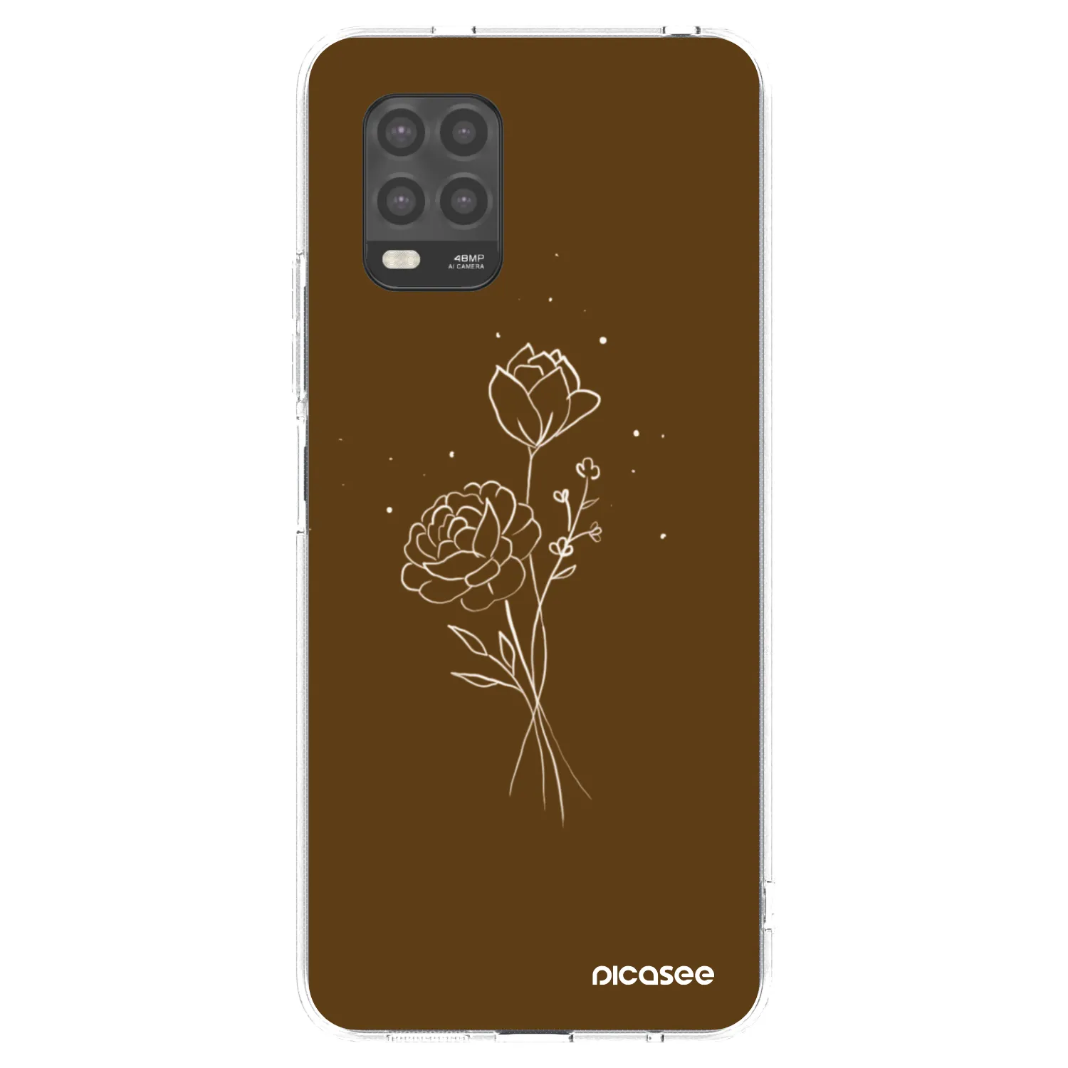 Silikónový prehľadný obal pre Xiaomi Mi 10 Lite - Brown flowers