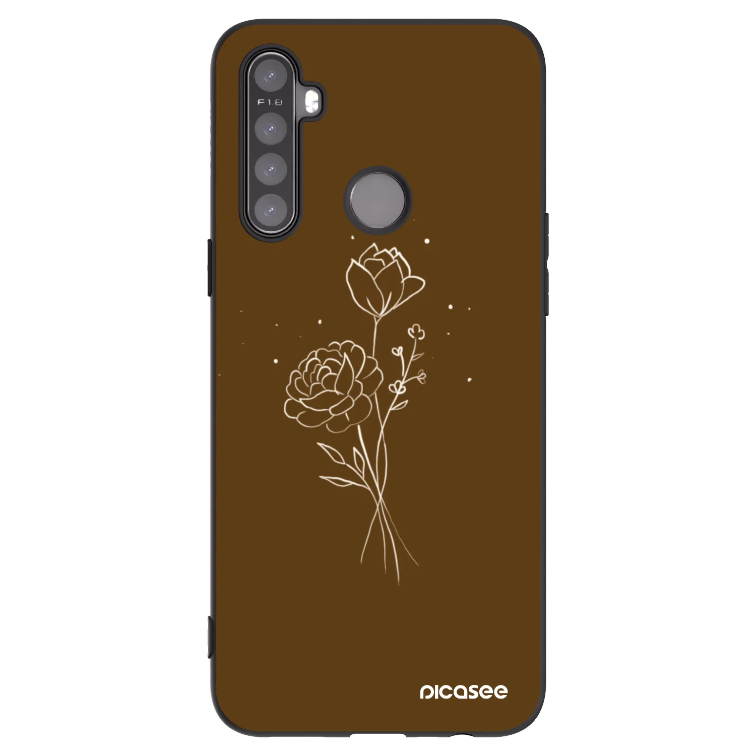 Picasee silikónový čierny obal pre Realme 6i - Brown flowers