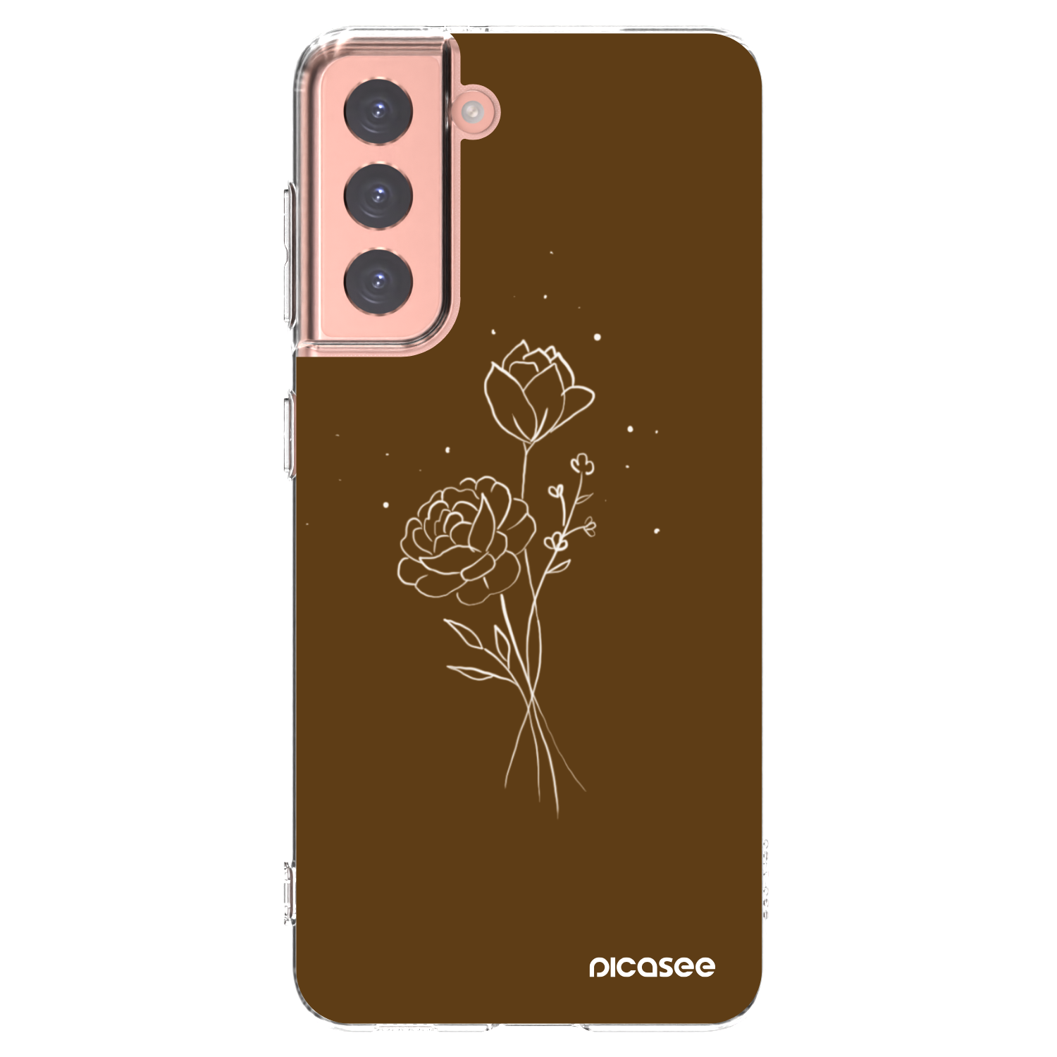 Silikónový prehľadný obal pre Samsung Galaxy S21 5G G991B - Brown flowers
