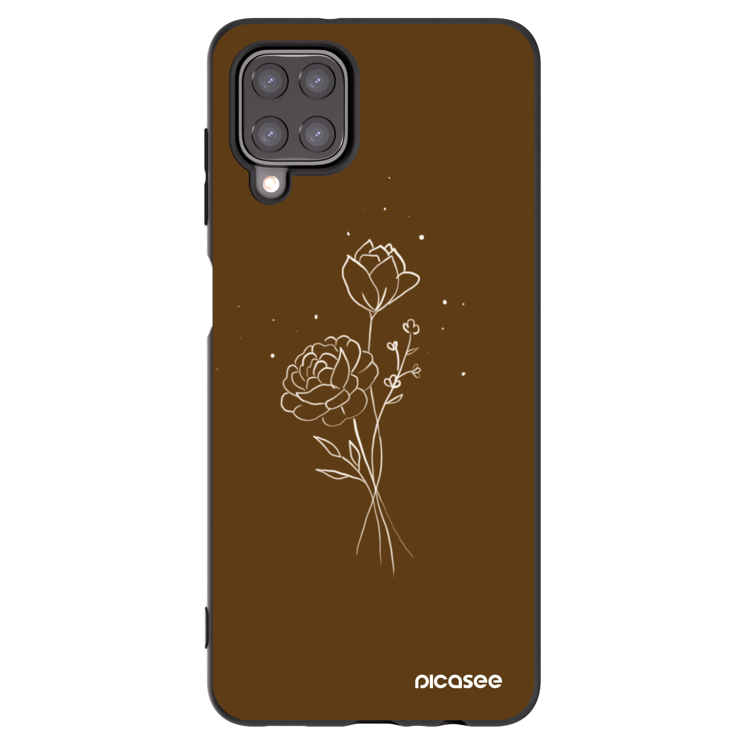 Picasee silikónový čierny obal pre Samsung Galaxy A12 A125F - Brown flowers